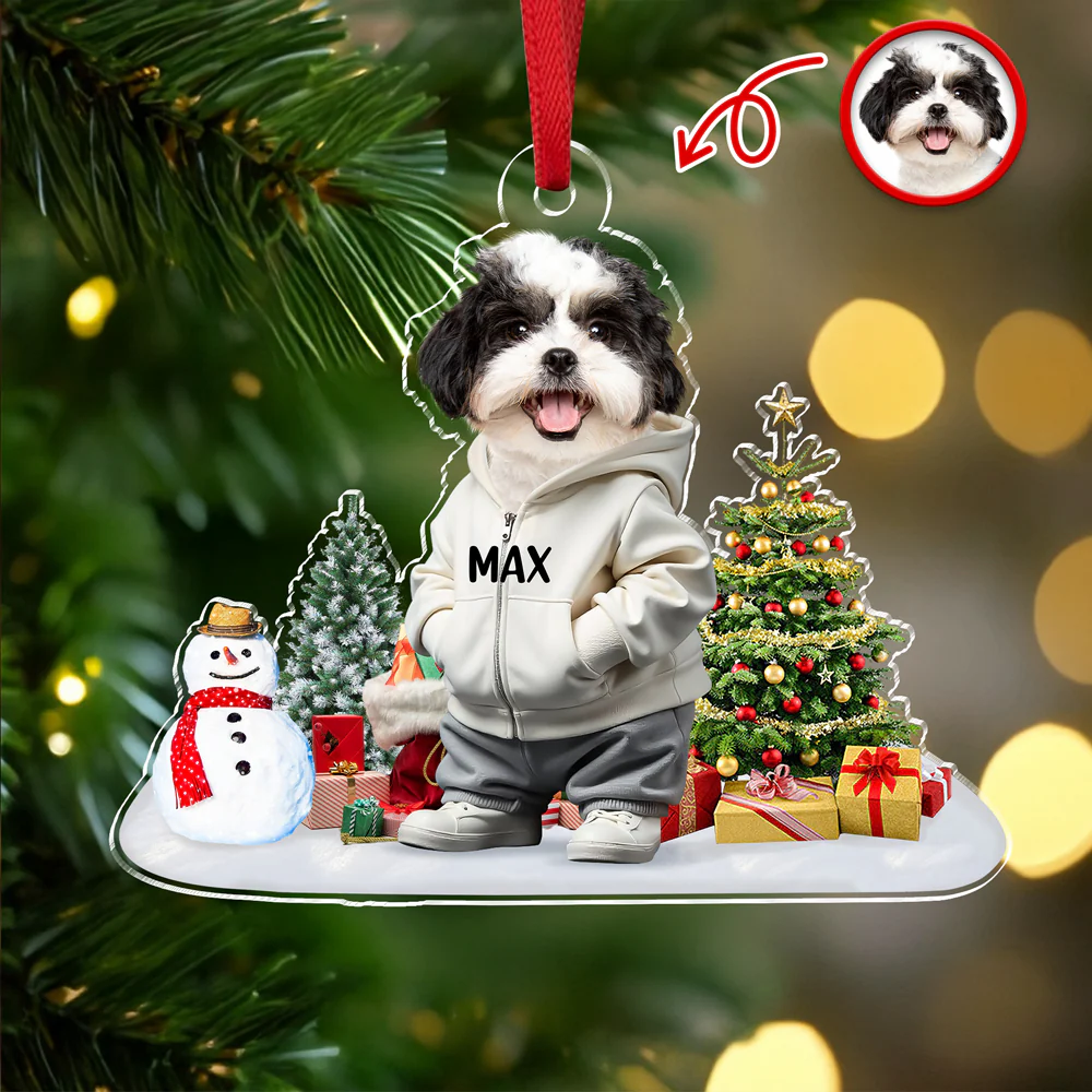 Custom Photo Dog Christmas Acrylic Ornament For Christmas HA75 897604 - Image 8