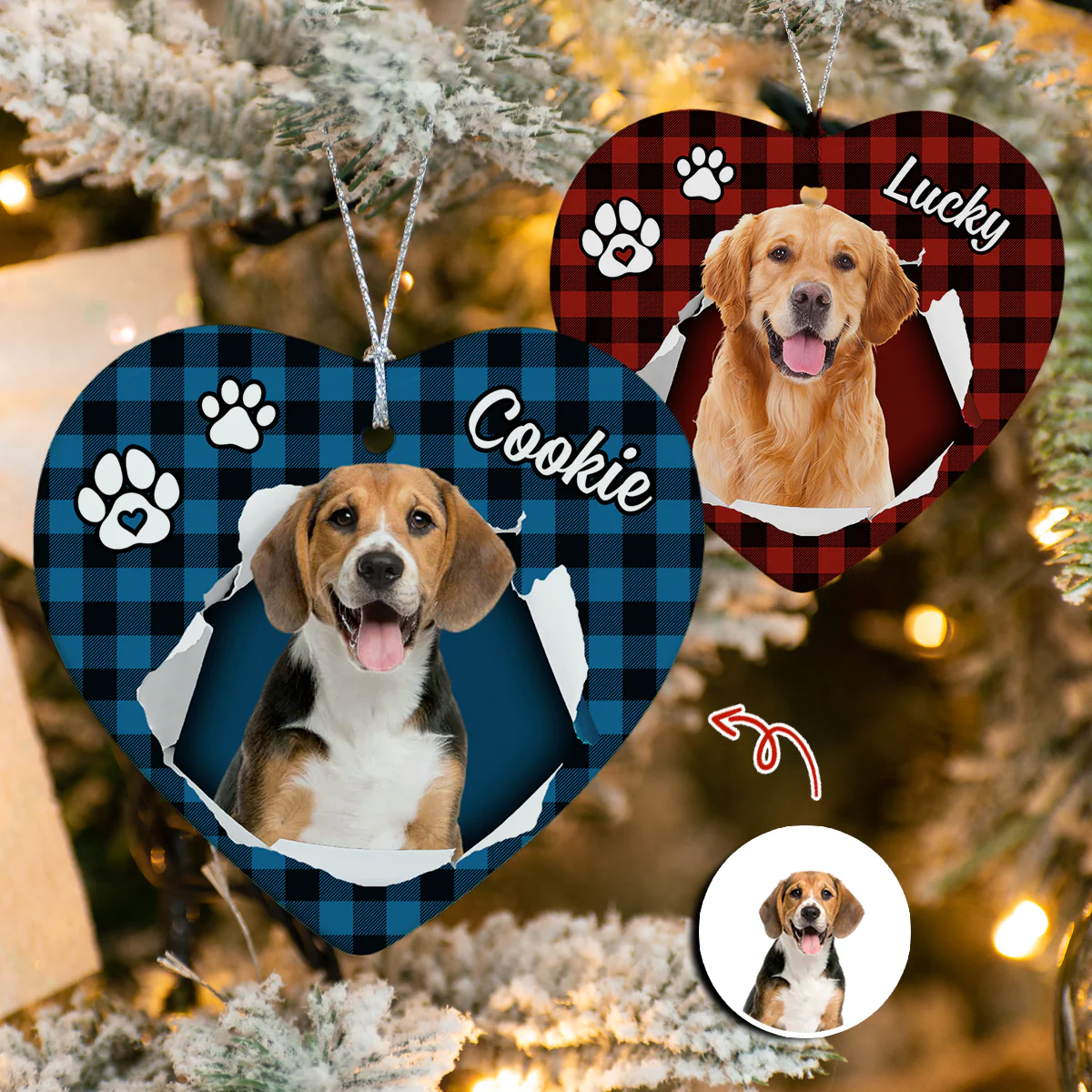 Custom Photo Dog Christmas Heart Shaped Ceramic Ornament HA75 897456 - Image 6
