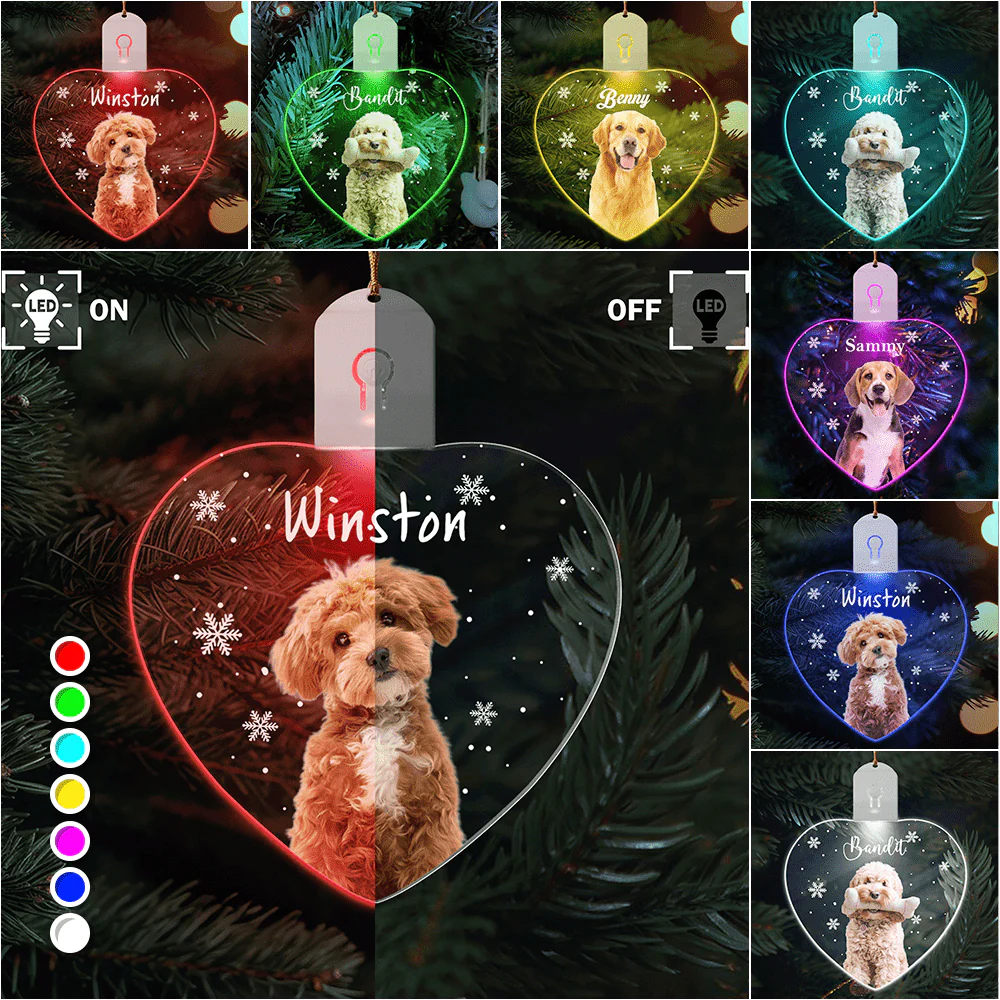 Custom Photo Dog Christmas Led Acrylic Ornament Christmas Gift For Dog Lovers HA75 891714 - Image 2