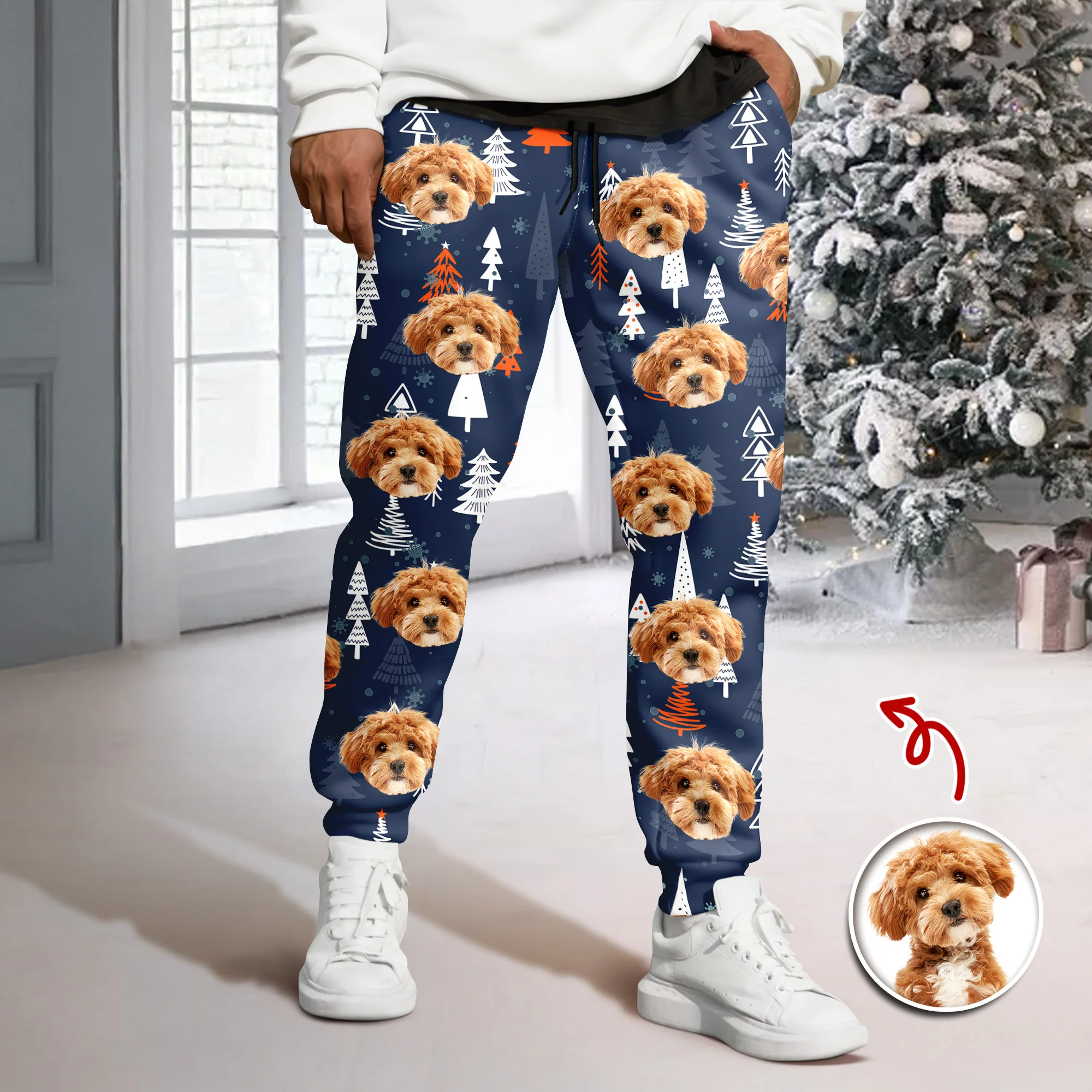 Custom Photo Dog Christmas Sweatpants, Gift For Dog Mom Dog Dad HA75 892988 - Image 4