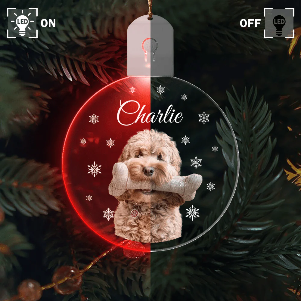Custom Photo Dog Circle Led Acrylic Ornament Christmas Gift For Dog Lovers HA75 891652 - Image 3