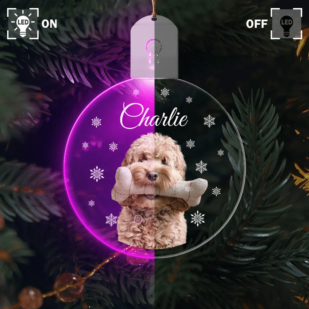 Custom Photo Dog Circle Led Acrylic Ornament Christmas Gift For Dog Lovers HA75 891652 - Image 6