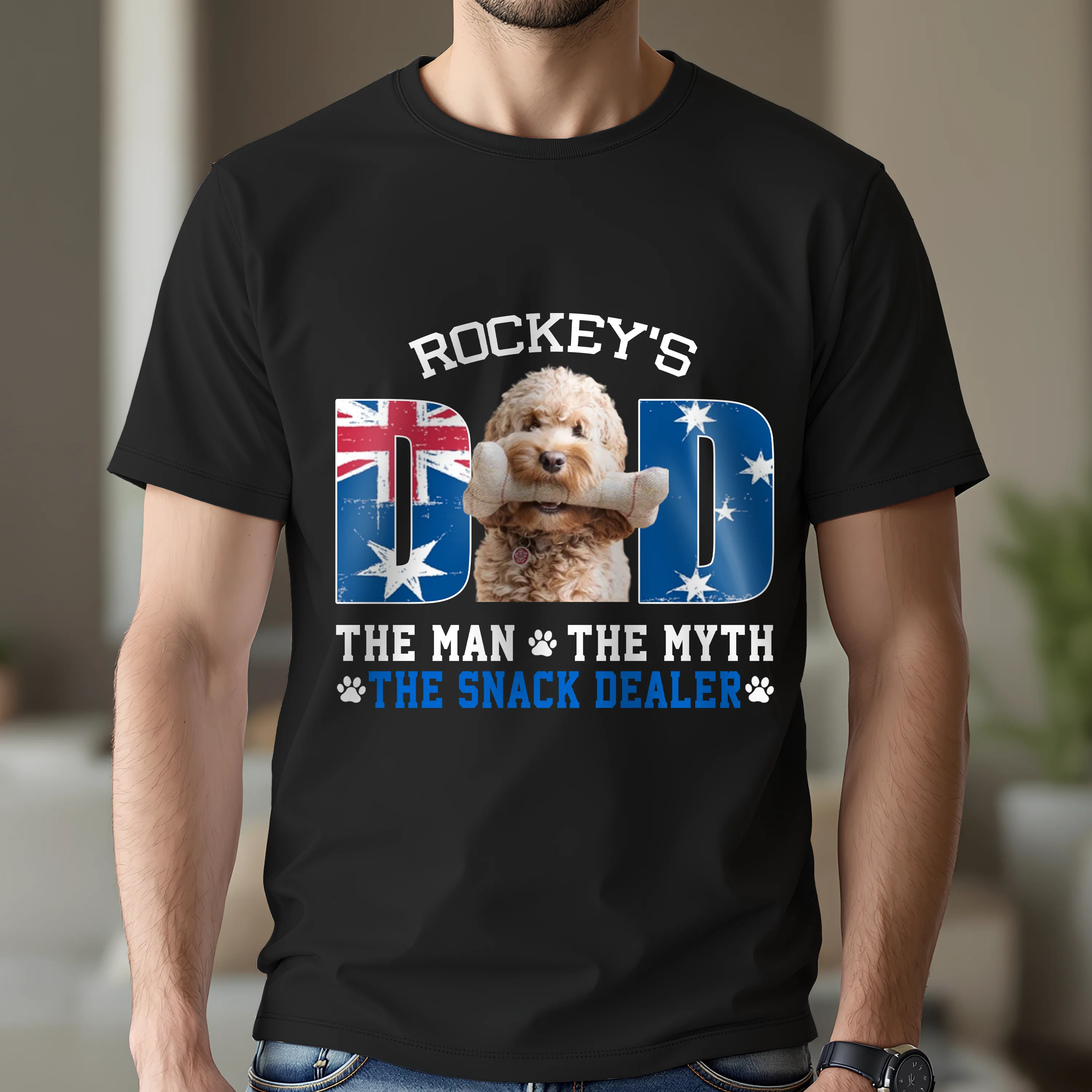 Custom Photo Dog - Dog's Dad The Man The Myth The Dealer Australia Flag Dad Shirt HA75 892880 - Image 2