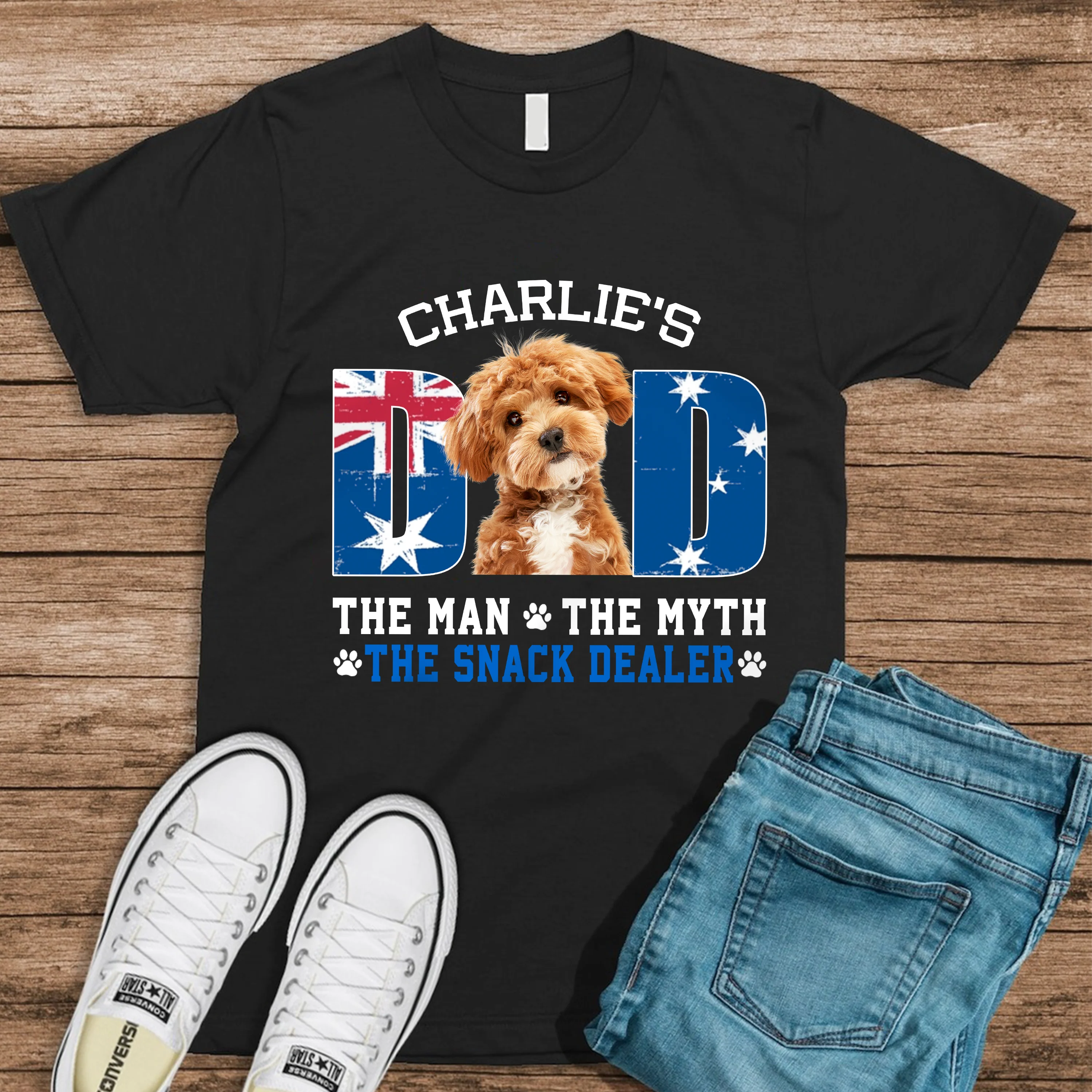 Custom Photo Dog - Dog's Dad The Man The Myth The Dealer Australia Flag Dad Shirt HA75 892880 - Image 6