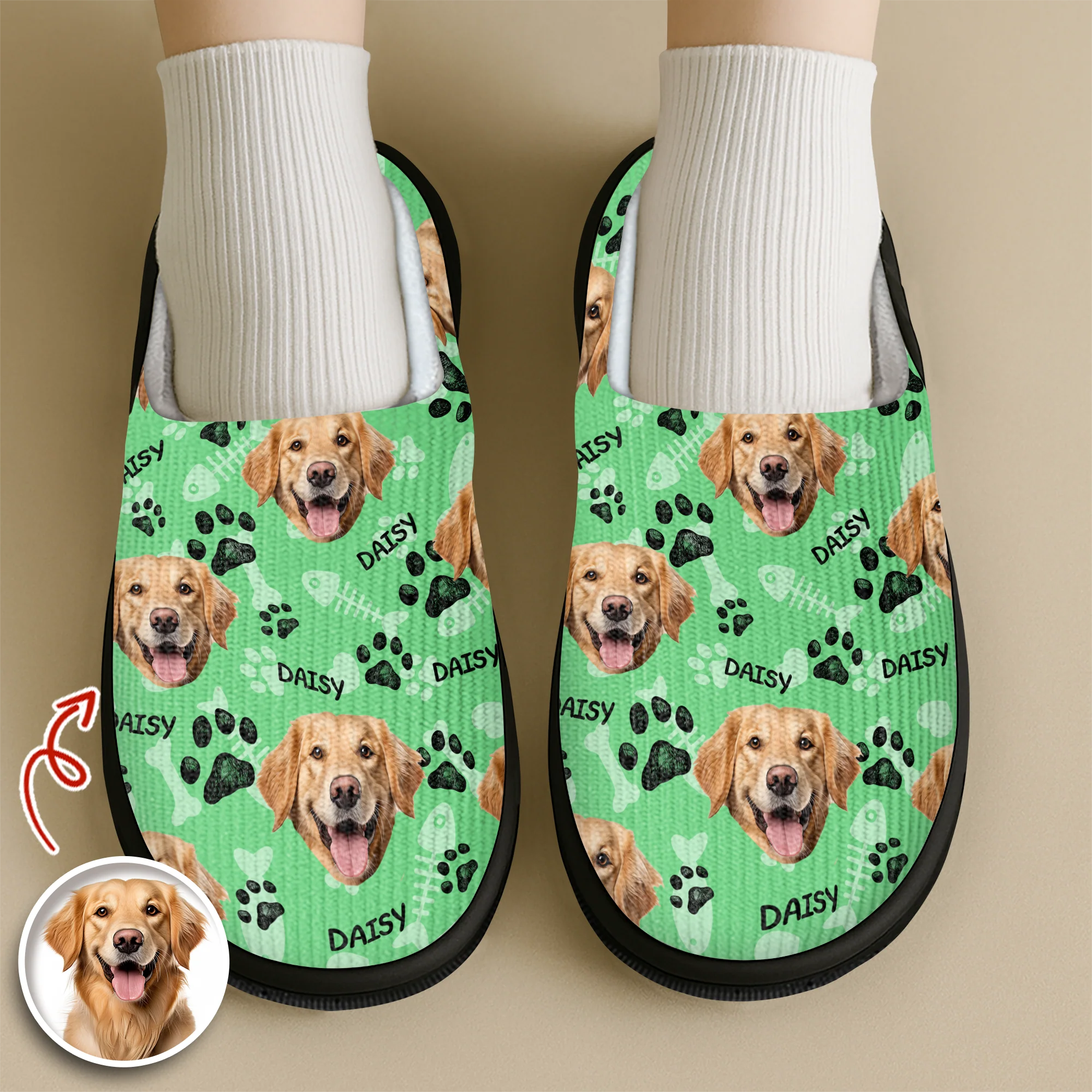 Custom Photo Dog Faces Slippers, Unique Funny Gift HA75 897118 - Image 4