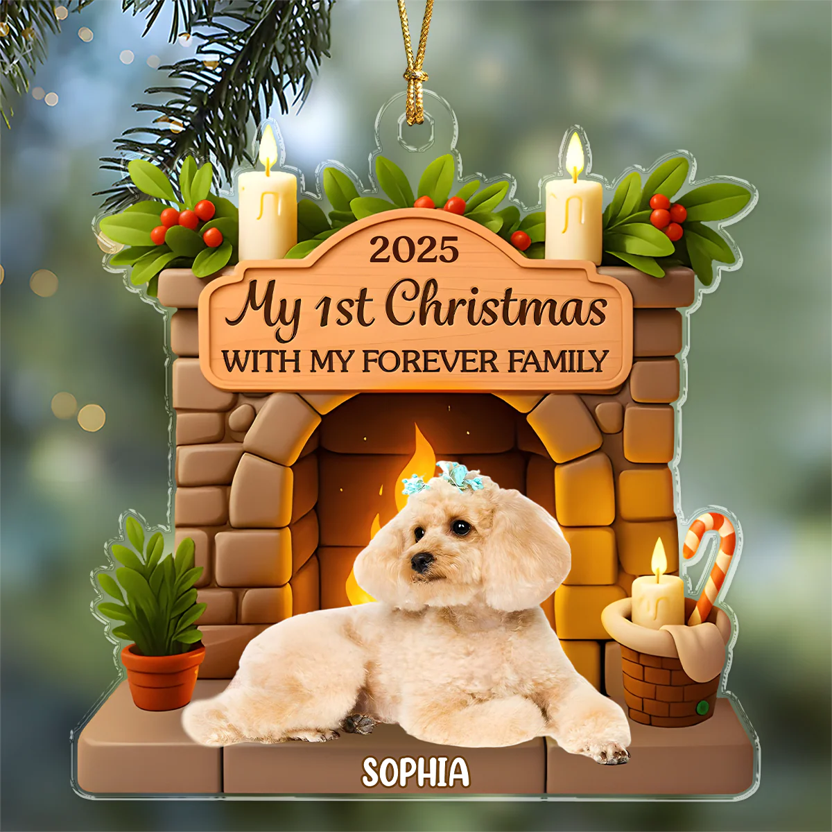 Custom Photo Dog First Christmas Acrylic Ornament For Dog Lovers HA75 897888 - Image 2