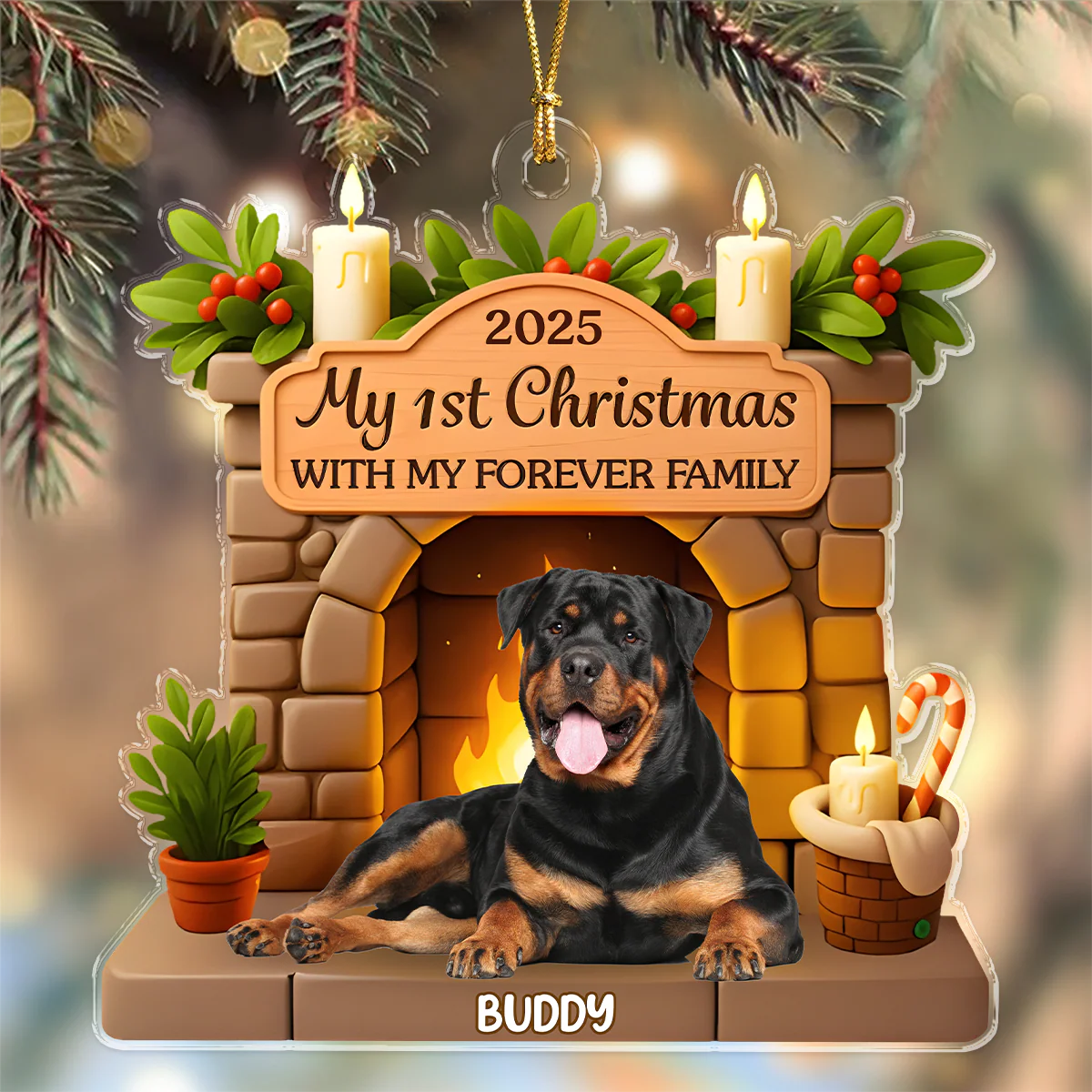 Custom Photo Dog First Christmas Acrylic Ornament For Dog Lovers HA75 897888 - Image 6