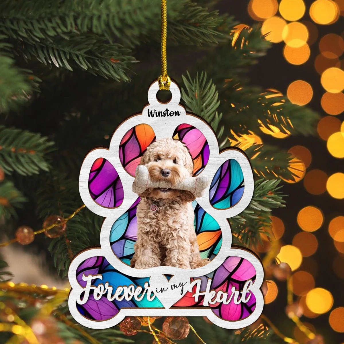 Custom Photo Dog Forever In My Heart Memorial Suncatcher HA75 891392 - Image 2