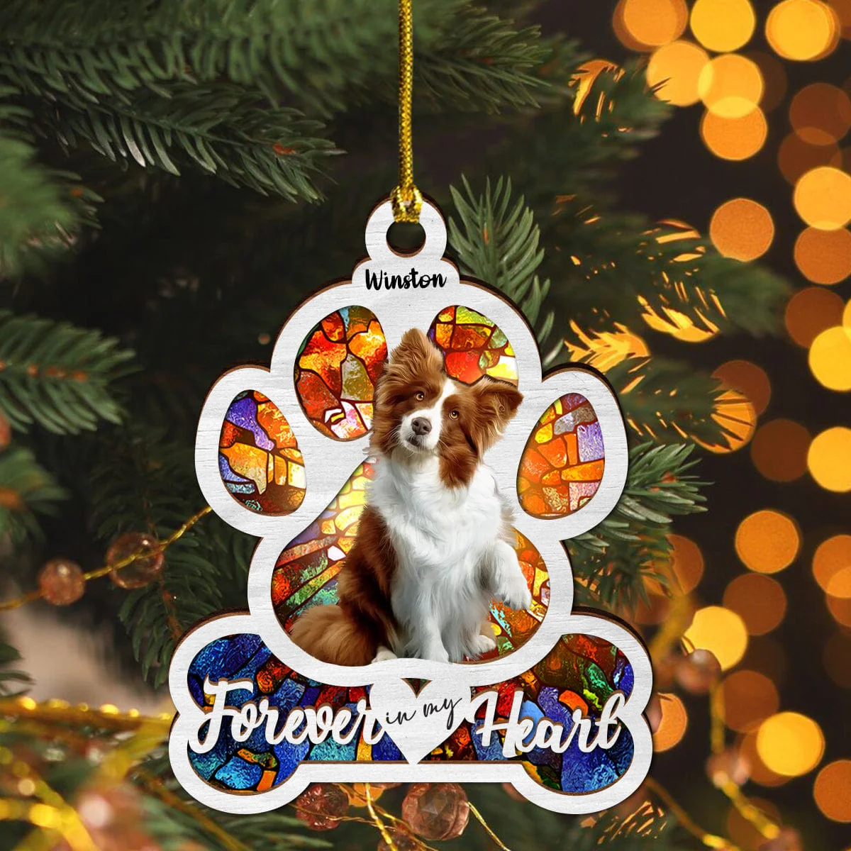 Custom Photo Dog Forever In My Heart Memorial Suncatcher HA75 891392 - Image 4