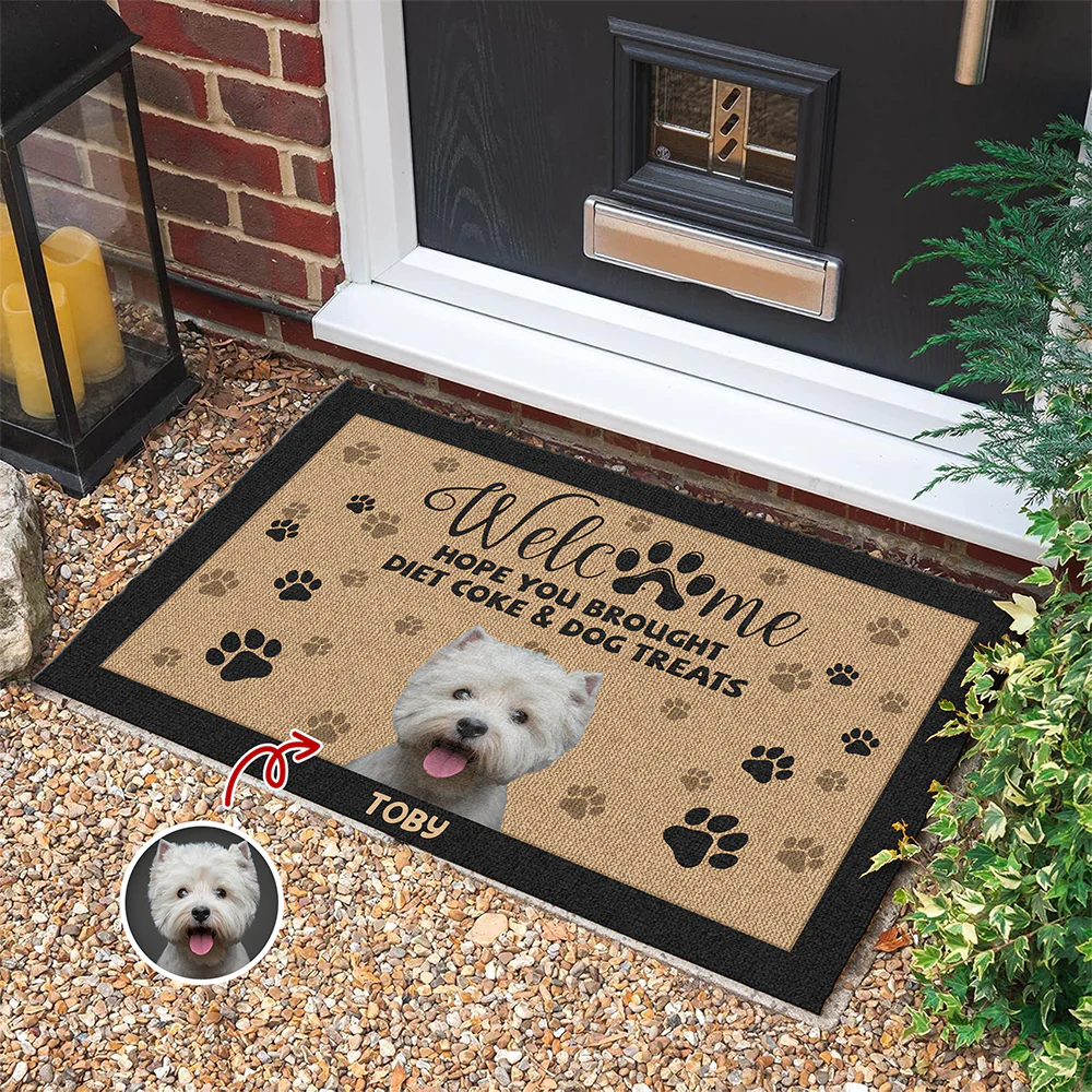 Custom Photo Dog Hope You Bought Diet Coke and Dog Treats Doormat HA75 892926 - Image 2
