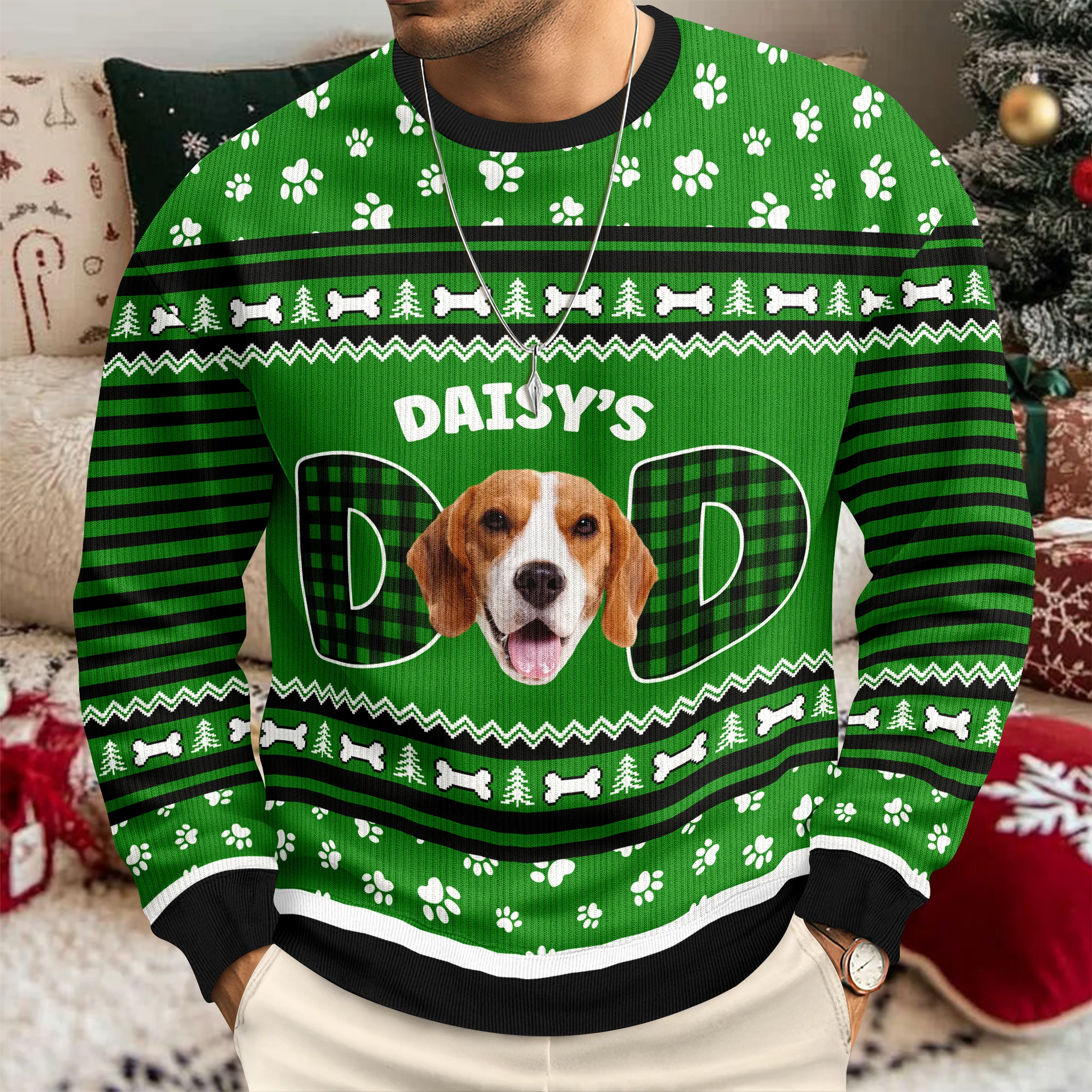 Custom Photo Dog Mom Dog Dad Ugly Sweater Christmas Gift HA75 892900 - Image 2