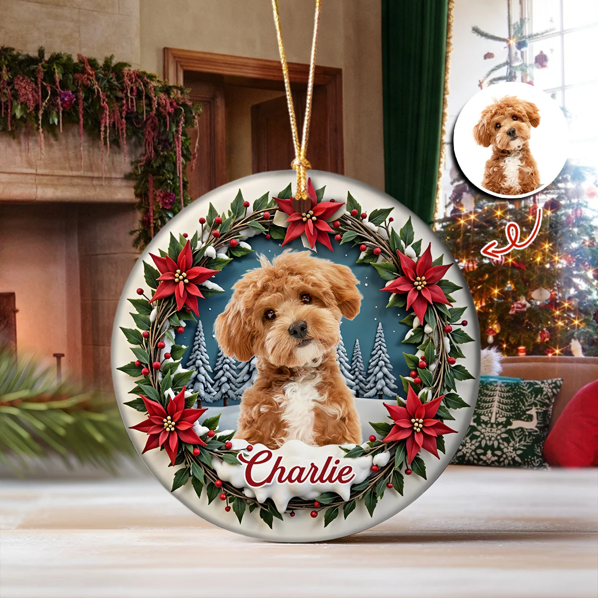 Custom Photo Dog Personalized Ceramic Ornament For Christmas HA75 897060 - Image 12