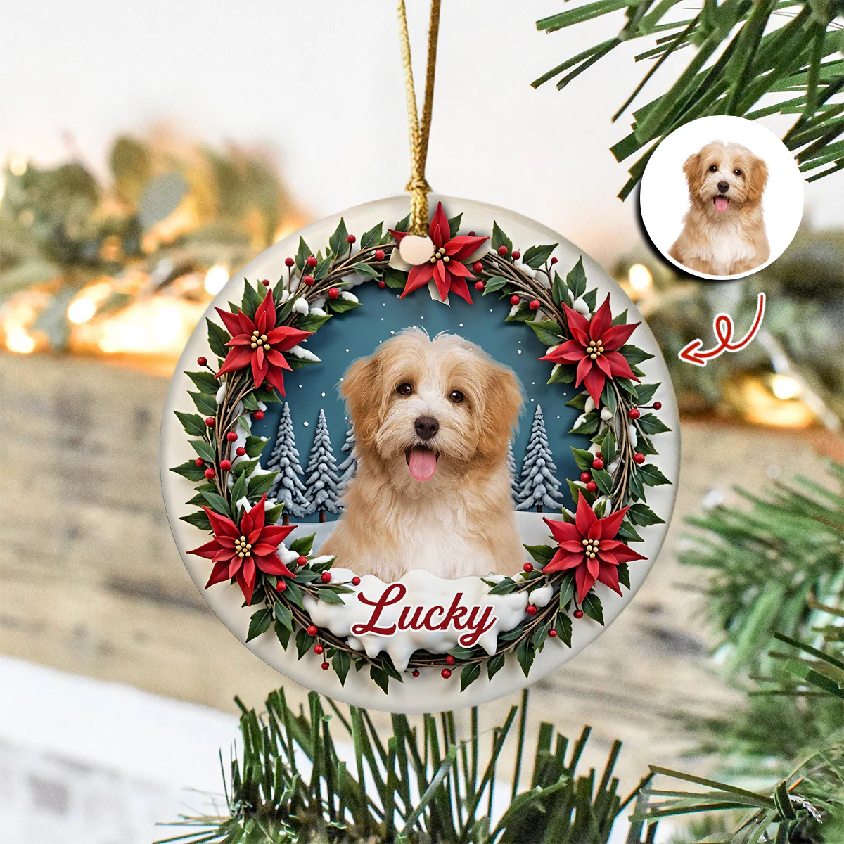 Custom Photo Dog Personalized Ceramic Ornament For Christmas HA75 897060 - Image 3