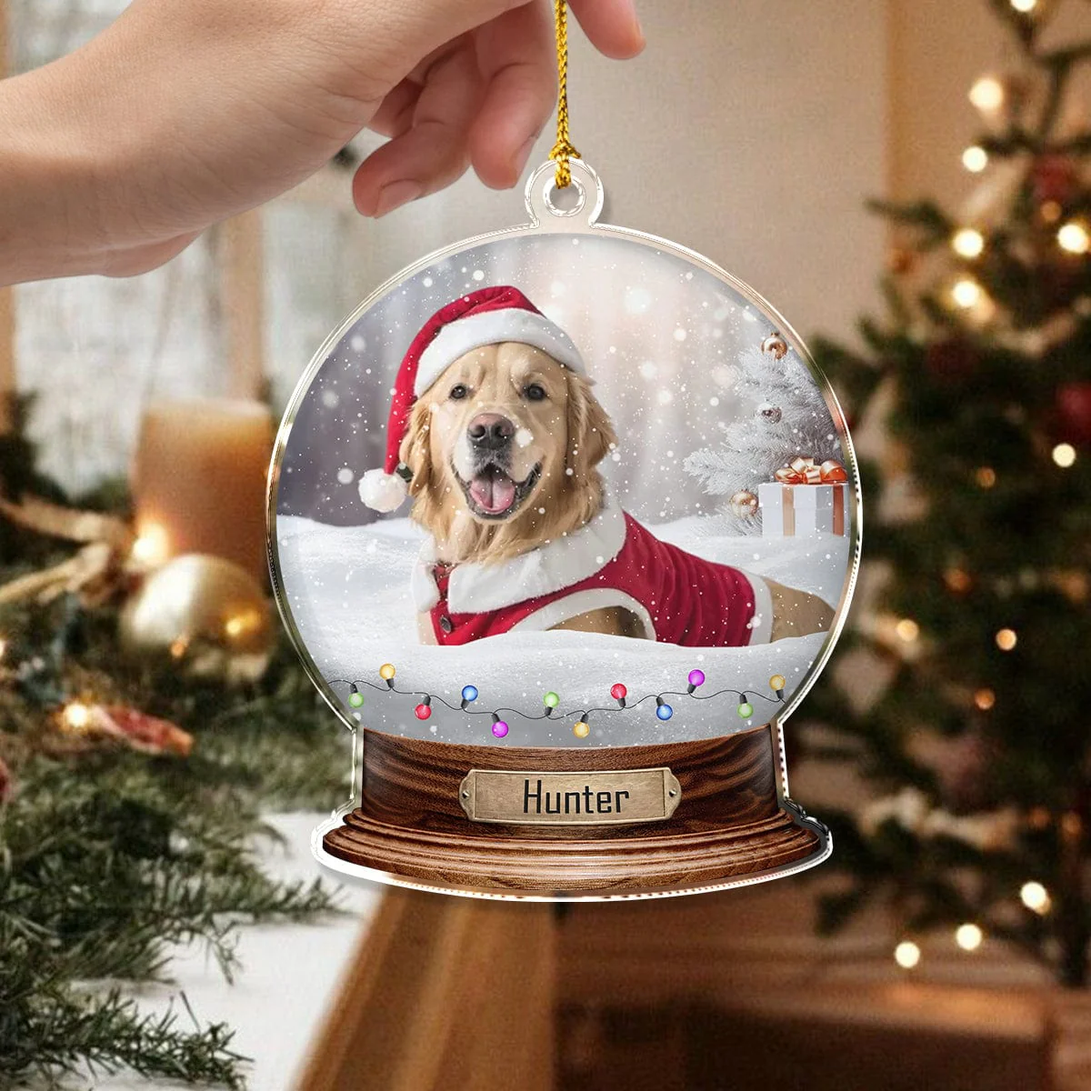 Custom Photo Dog Snowglobe Acrylic Ornament HA75 891598 - Image 4