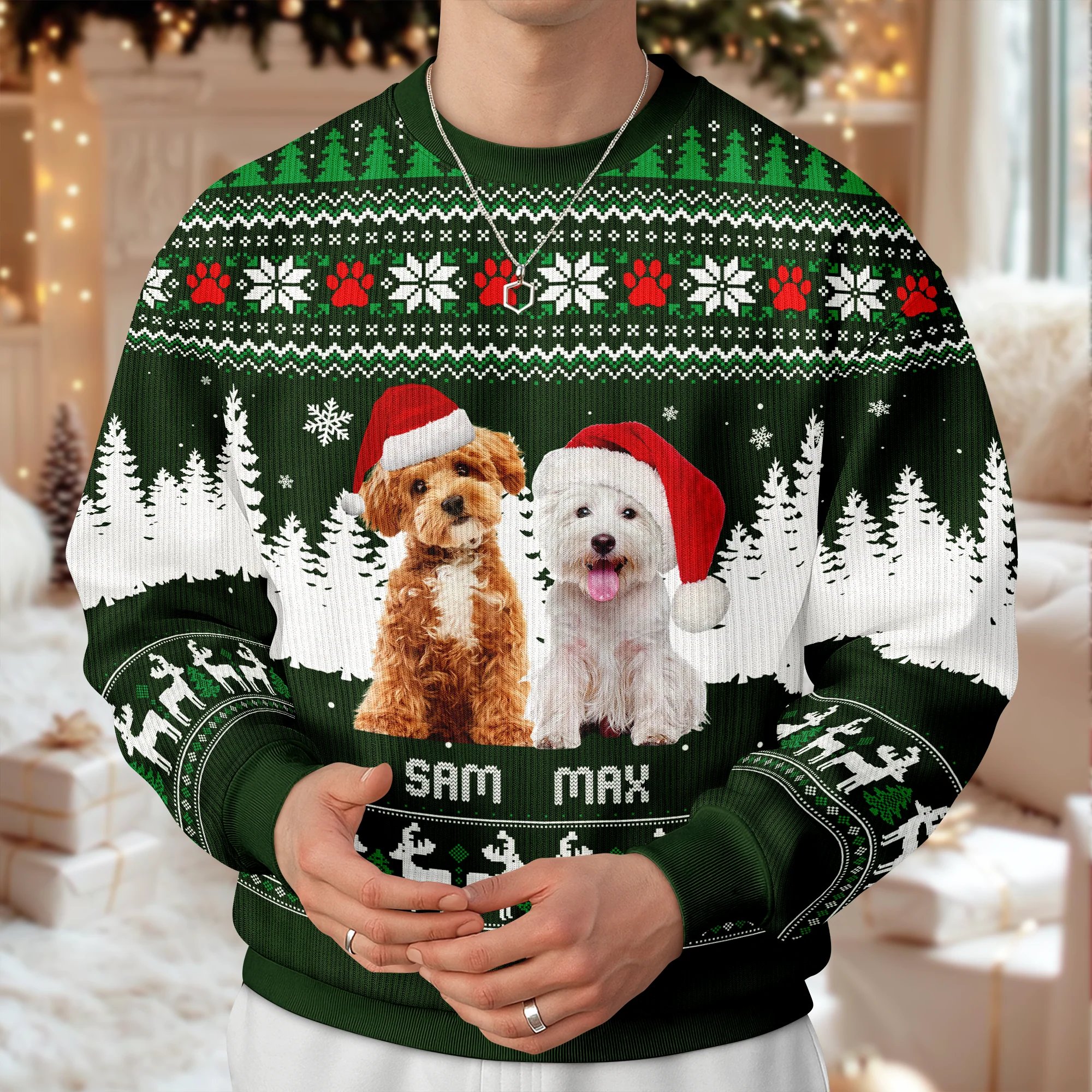 Custom Photo Dog Winter Ugly Sweater Gift For Dog Lovers HA75 897550 - Image 2