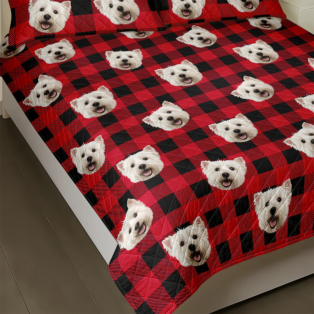 Custom Photo Dog With Christmas Pattern Quilt Bedding Set HA75 898228 - Image 13