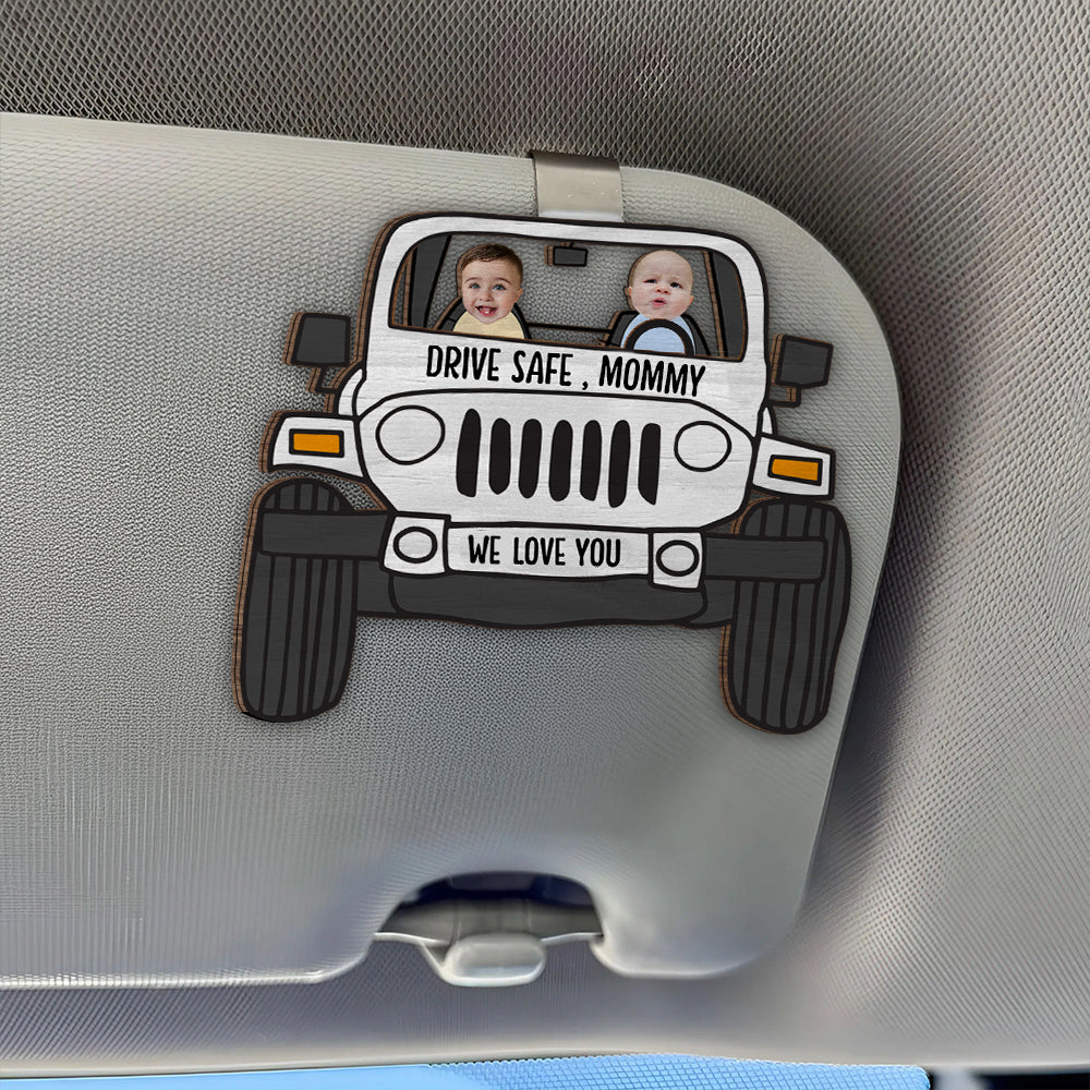 Custom Photo Drive Safe Daddy 2 Layered Car Visor Clip Father's Day Gift HA75 892246 - Image 2