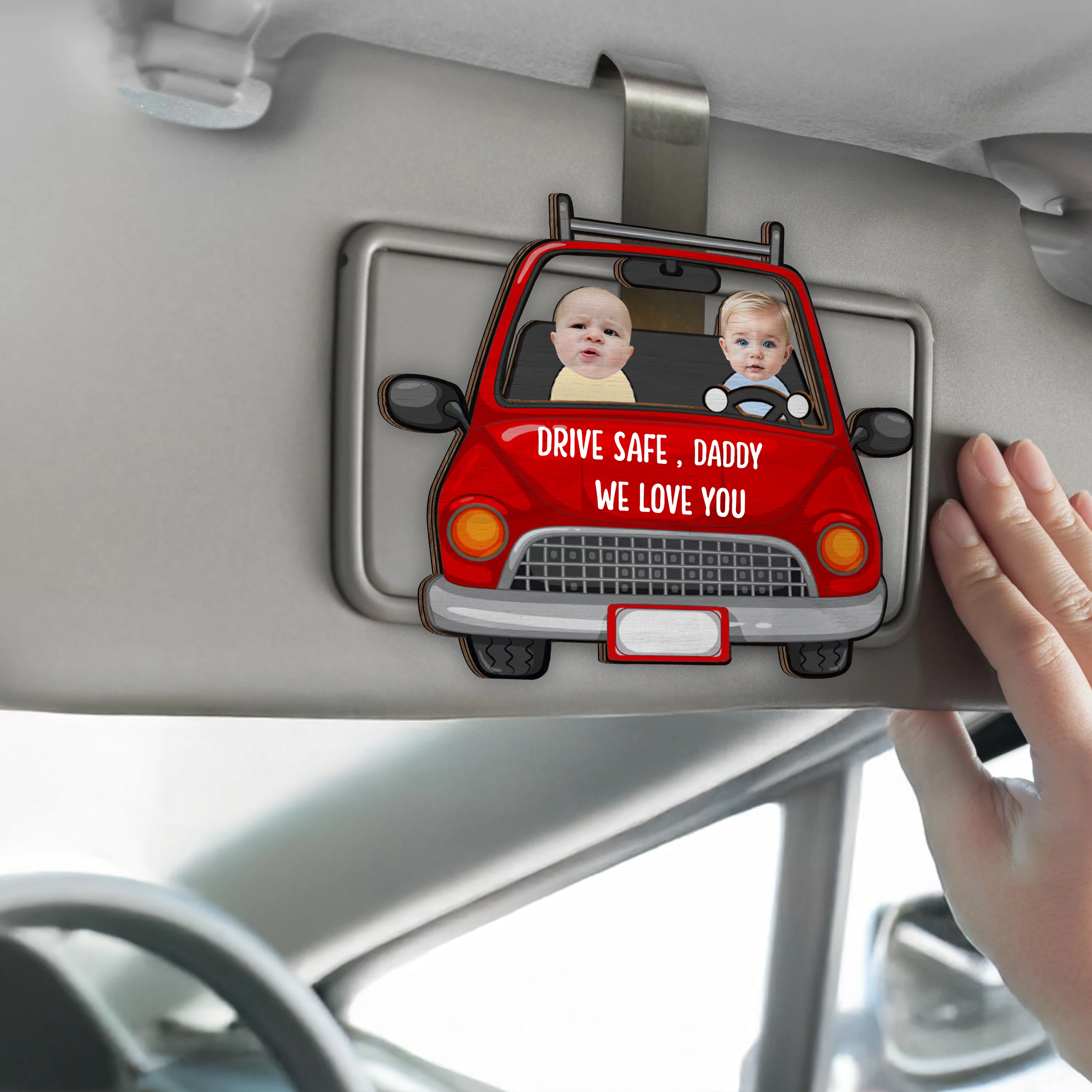 Custom Photo Drive Safe Daddy 2 Layered Car Visor Clip Father's Day Gift HA75 892246 - Image 8