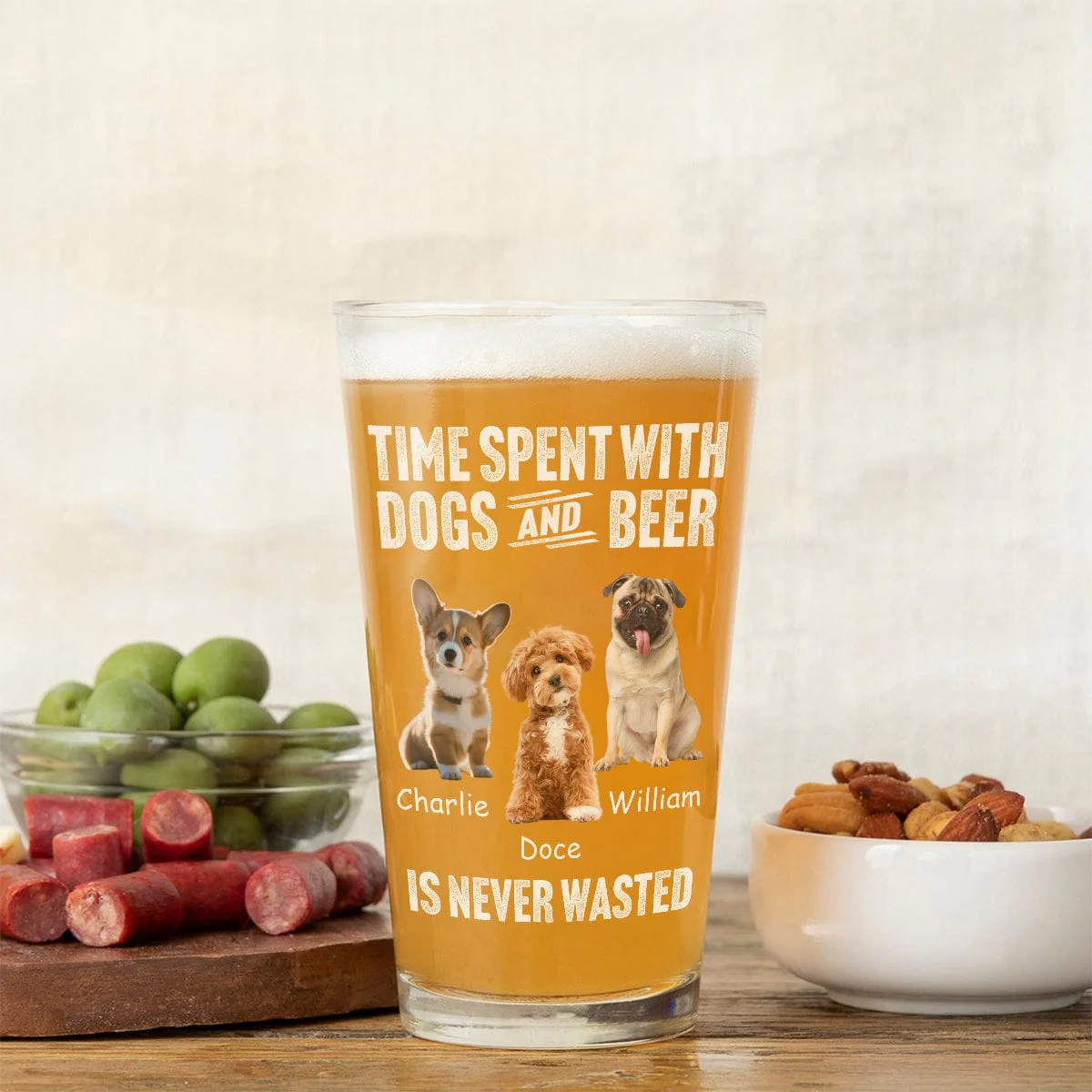 Custom Photo Easily Distracted By Dogs And Beer Dog Print Beer Glass HA75 891224 - Image 2