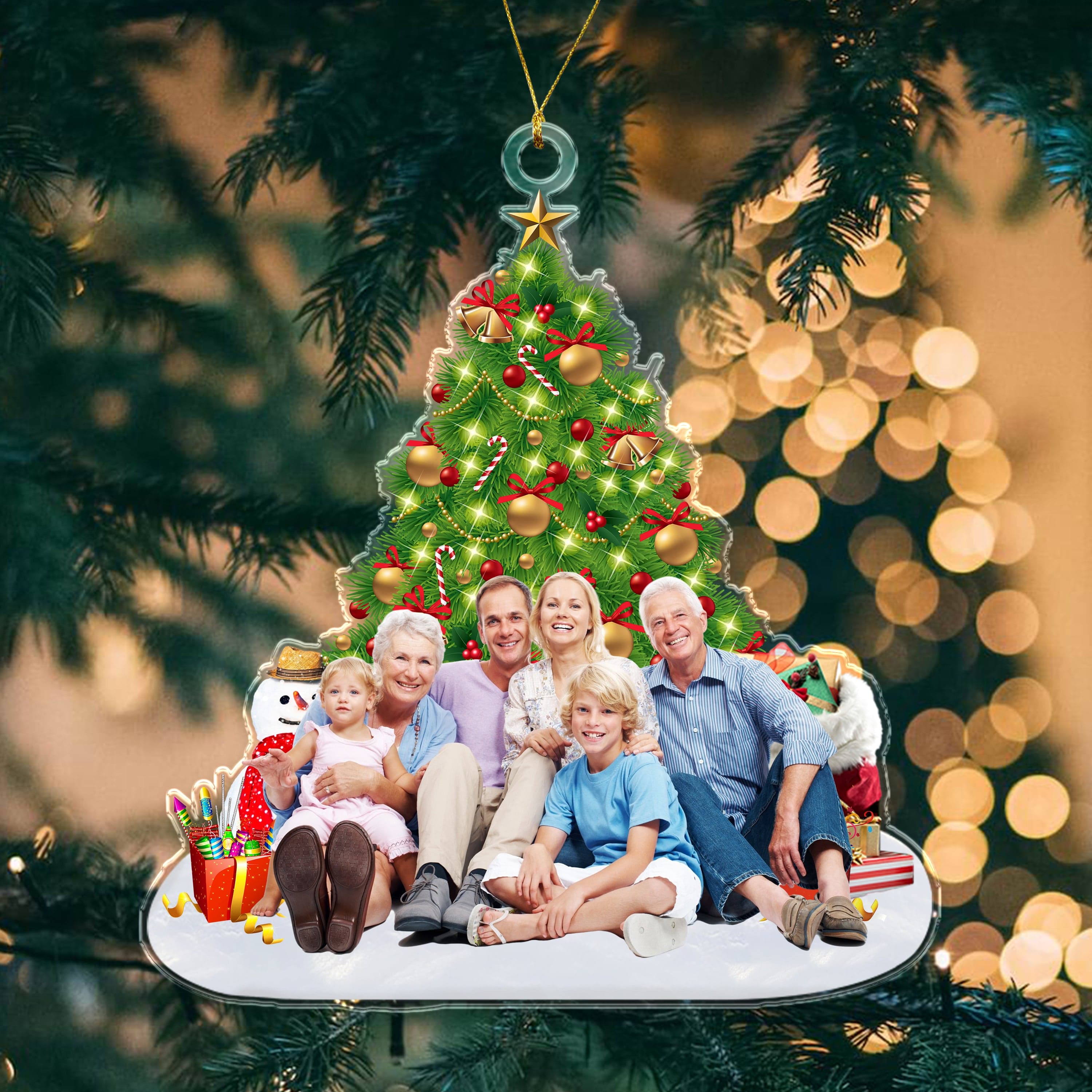 Custom Photo Family Christmas Acrylic Ornament HA75 891670