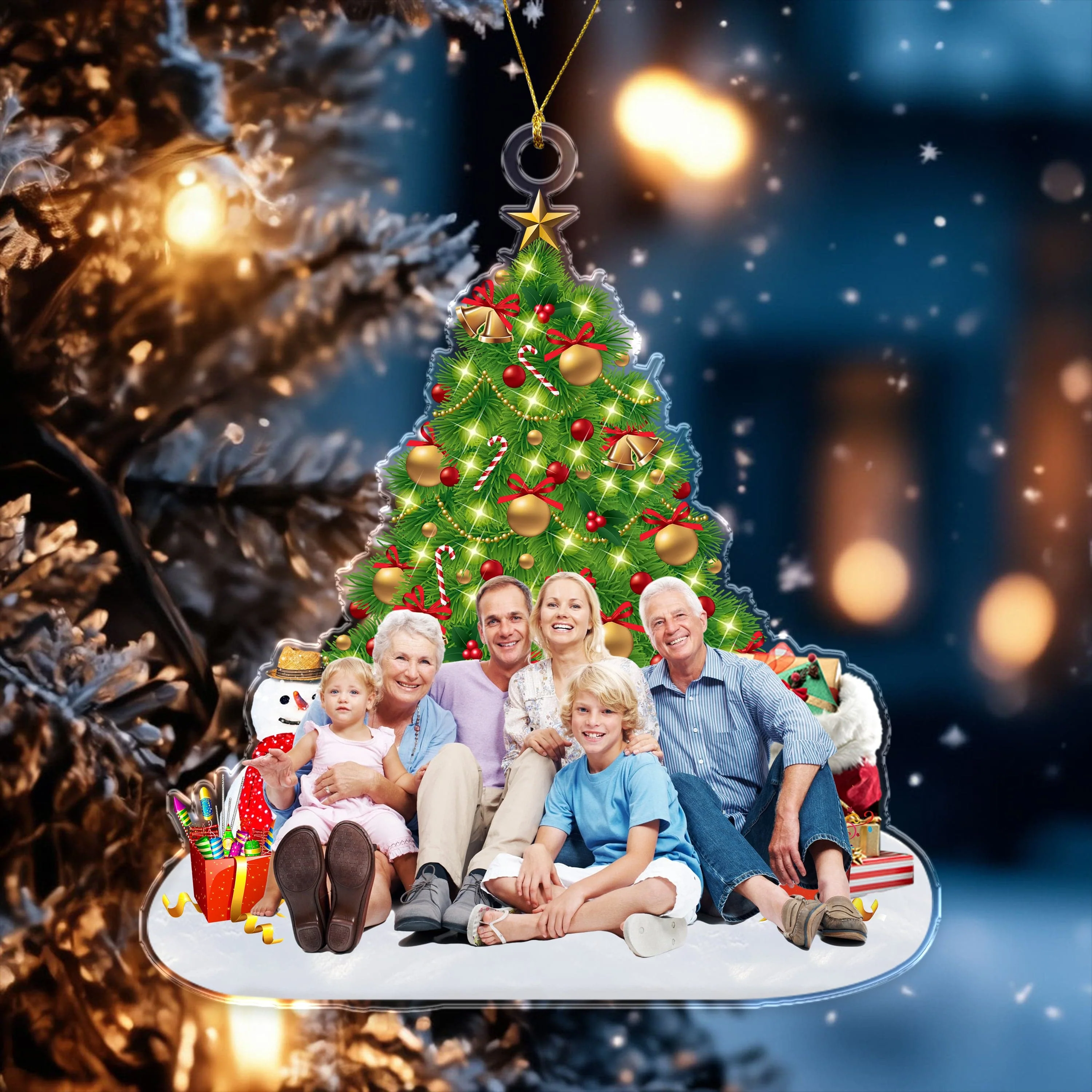 Custom Photo Family Christmas Acrylic Ornament HA75 891670 - Image 6