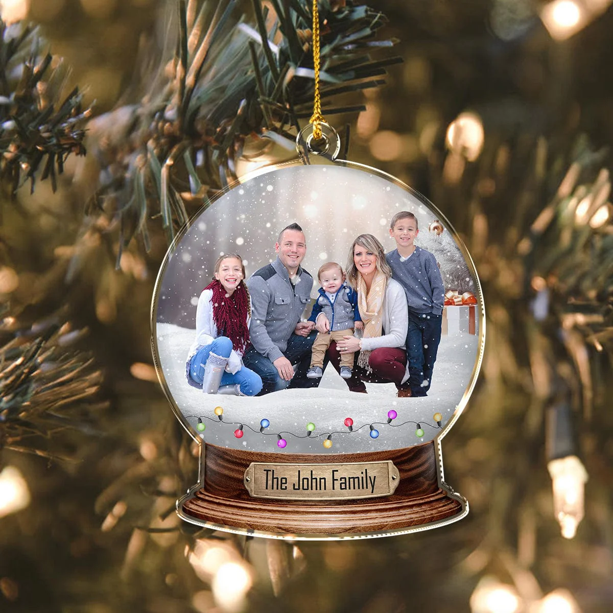Custom Photo Family Snowglobe Acrylic Ornament HA75 891596