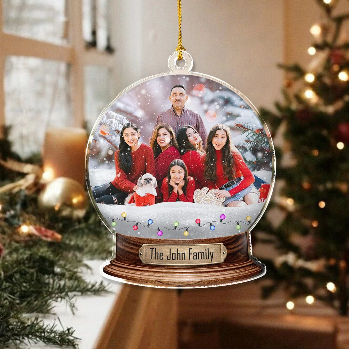 Custom Photo Family Snowglobe Acrylic Ornament HA75 891596 - Image 4