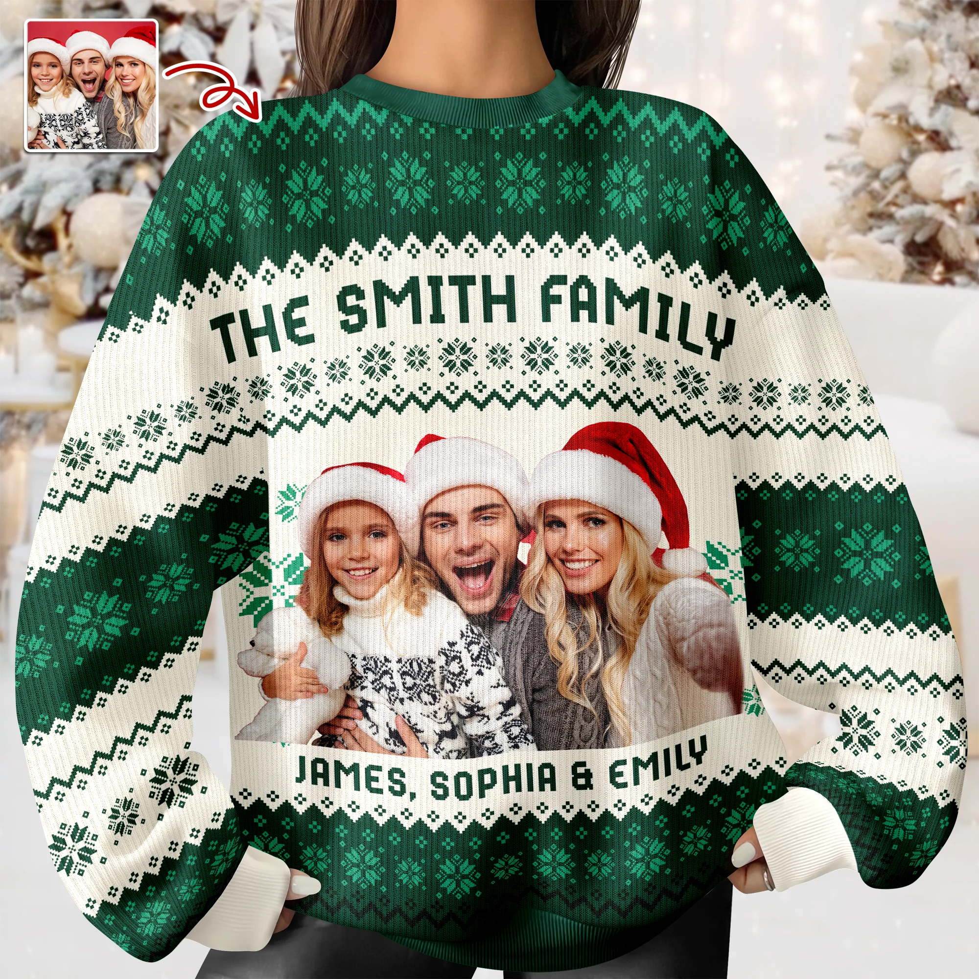 Custom Photo Family Ugly Sweater Christmas, Funny Gift For Family, Dad, Mom, Grandpa, Grandma HA75 897126 - Image 2