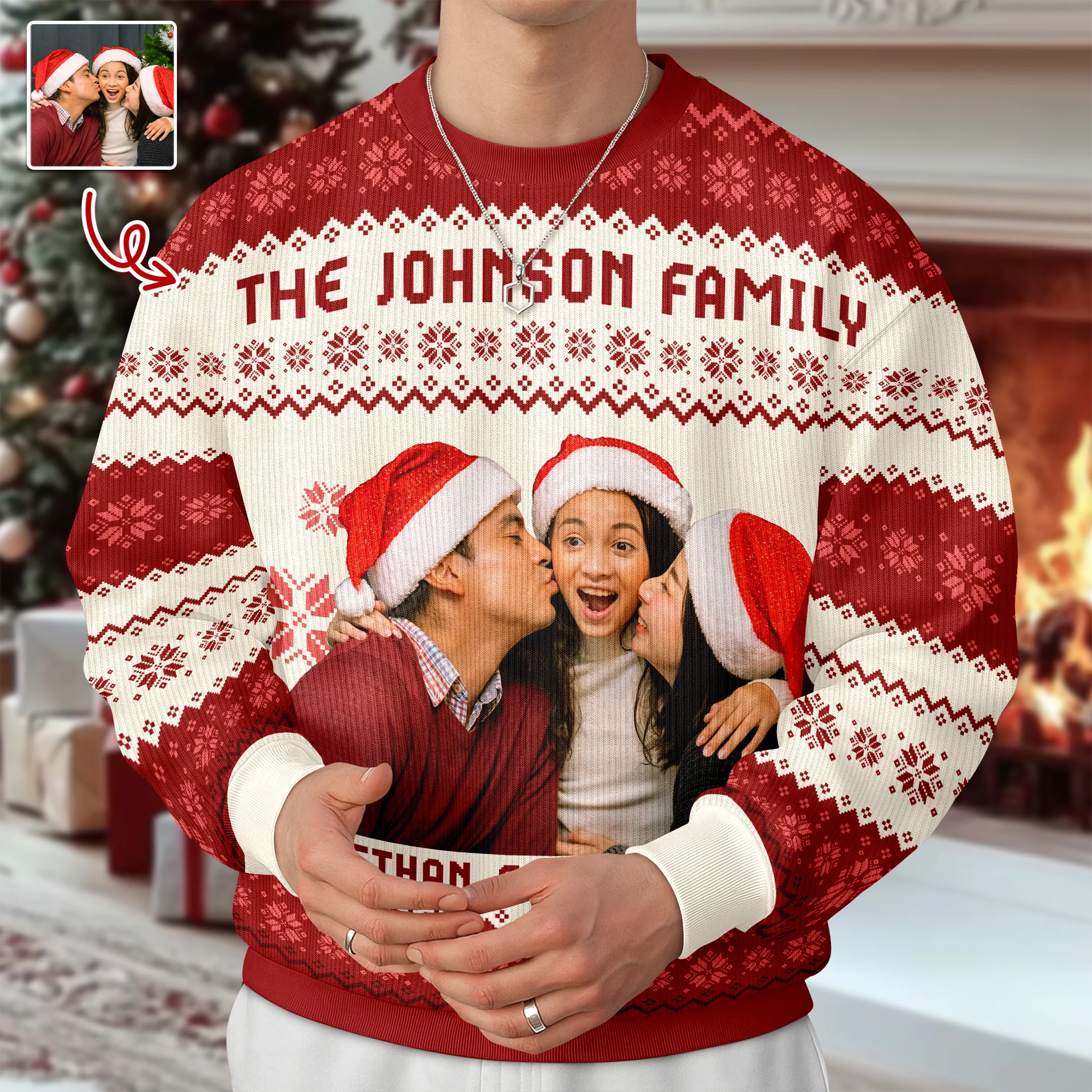 Custom Photo Family Ugly Sweater Christmas, Funny Gift For Family, Dad, Mom, Grandpa, Grandma HA75 897126 - Image 3