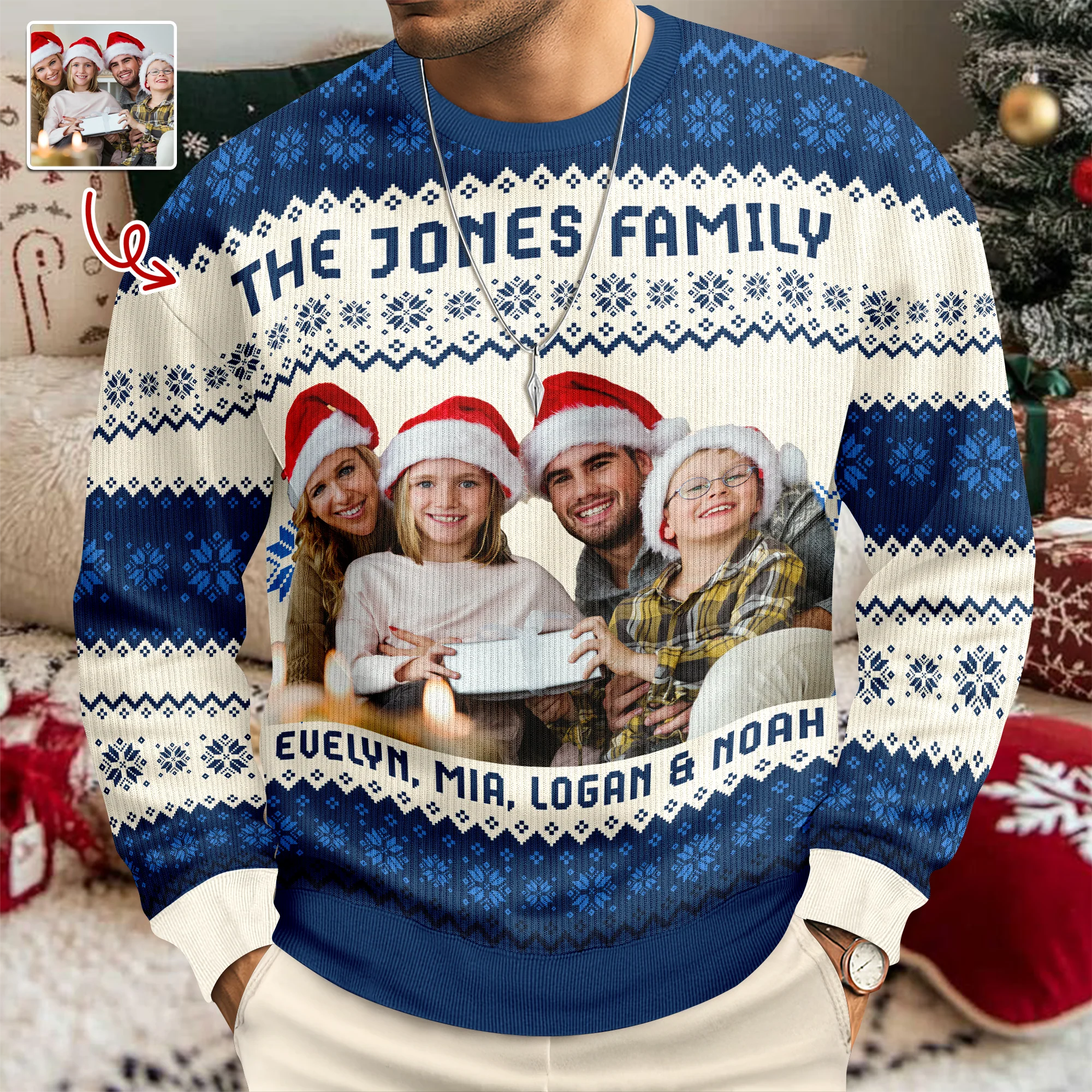 Custom Photo Family Ugly Sweater Christmas, Funny Gift For Family, Dad, Mom, Grandpa, Grandma HA75 897126 - Image 4