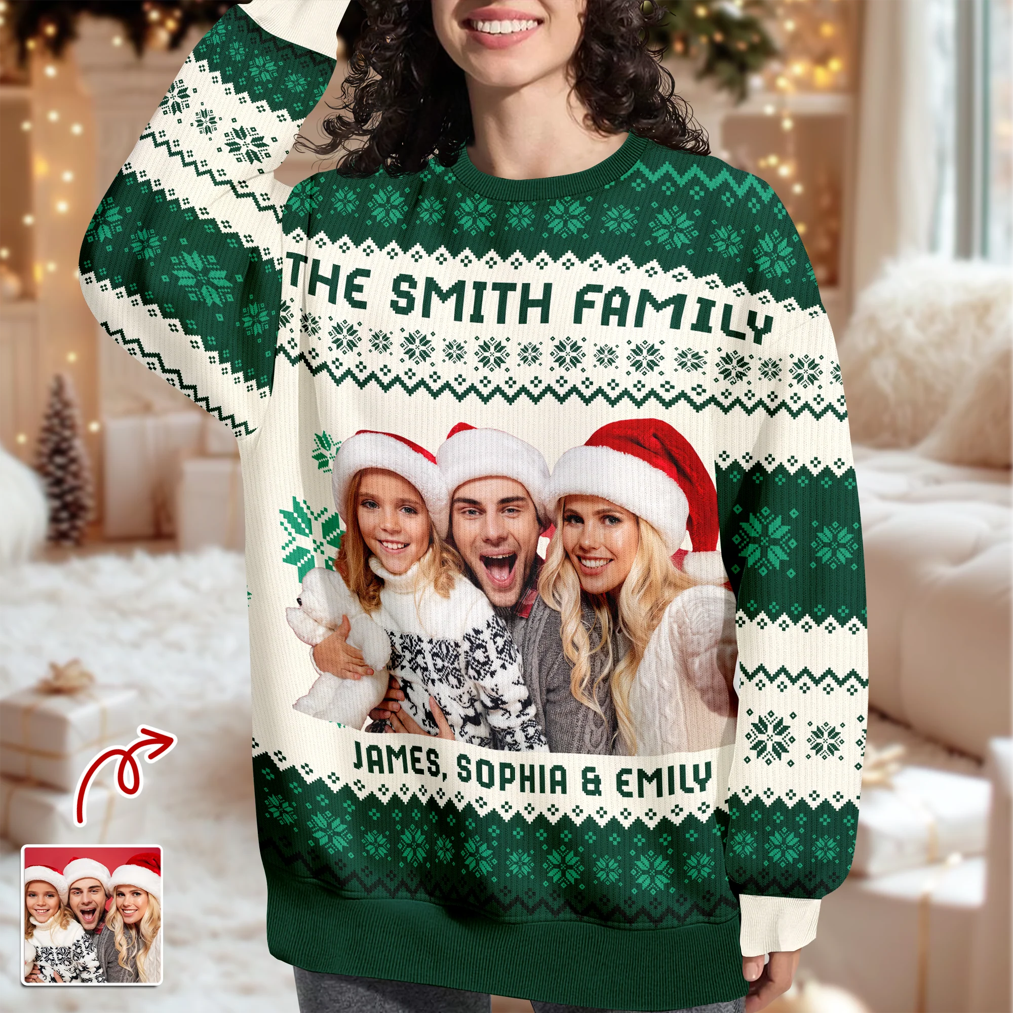 Custom Photo Family Ugly Sweater Christmas, Funny Gift For Family, Dad, Mom, Grandpa, Grandma HA75 897126 - Image 6