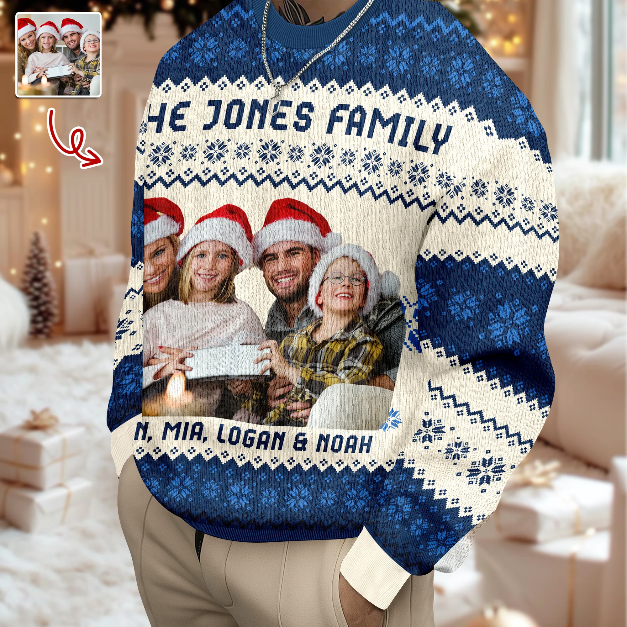 Custom Photo Family Ugly Sweater Christmas, Funny Gift For Family, Dad, Mom, Grandpa, Grandma HA75 897126 - Image 8