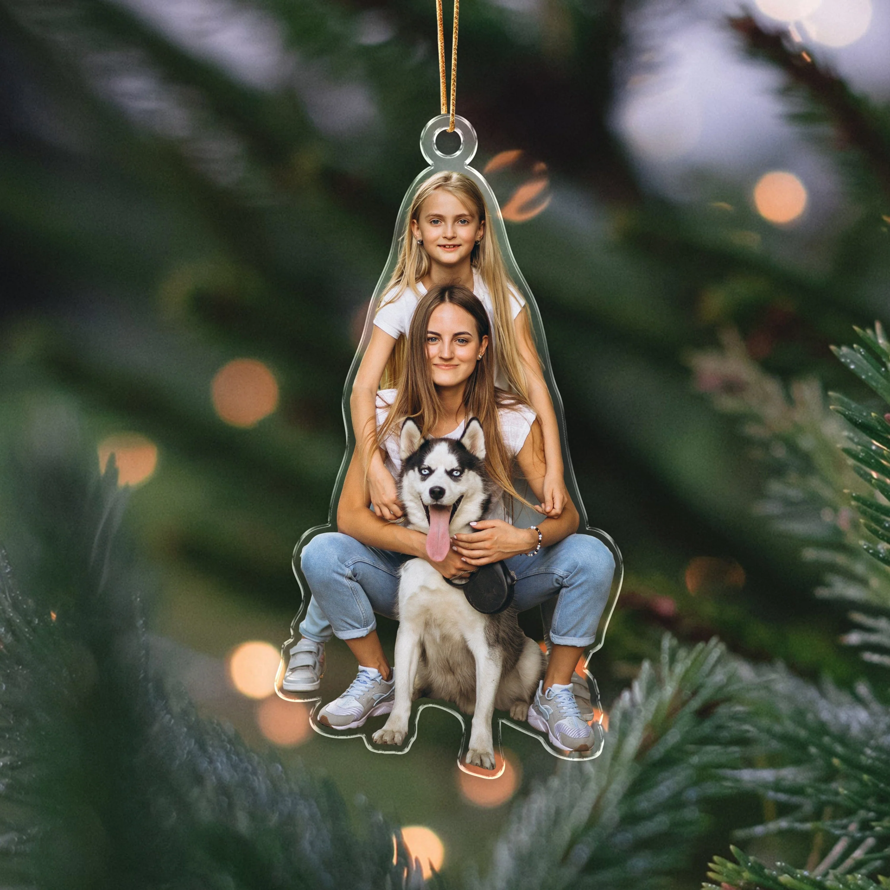 Custom Photo Family With Dogs, Cats Pet Acrylic Ornament HA75 891286 - Image 2