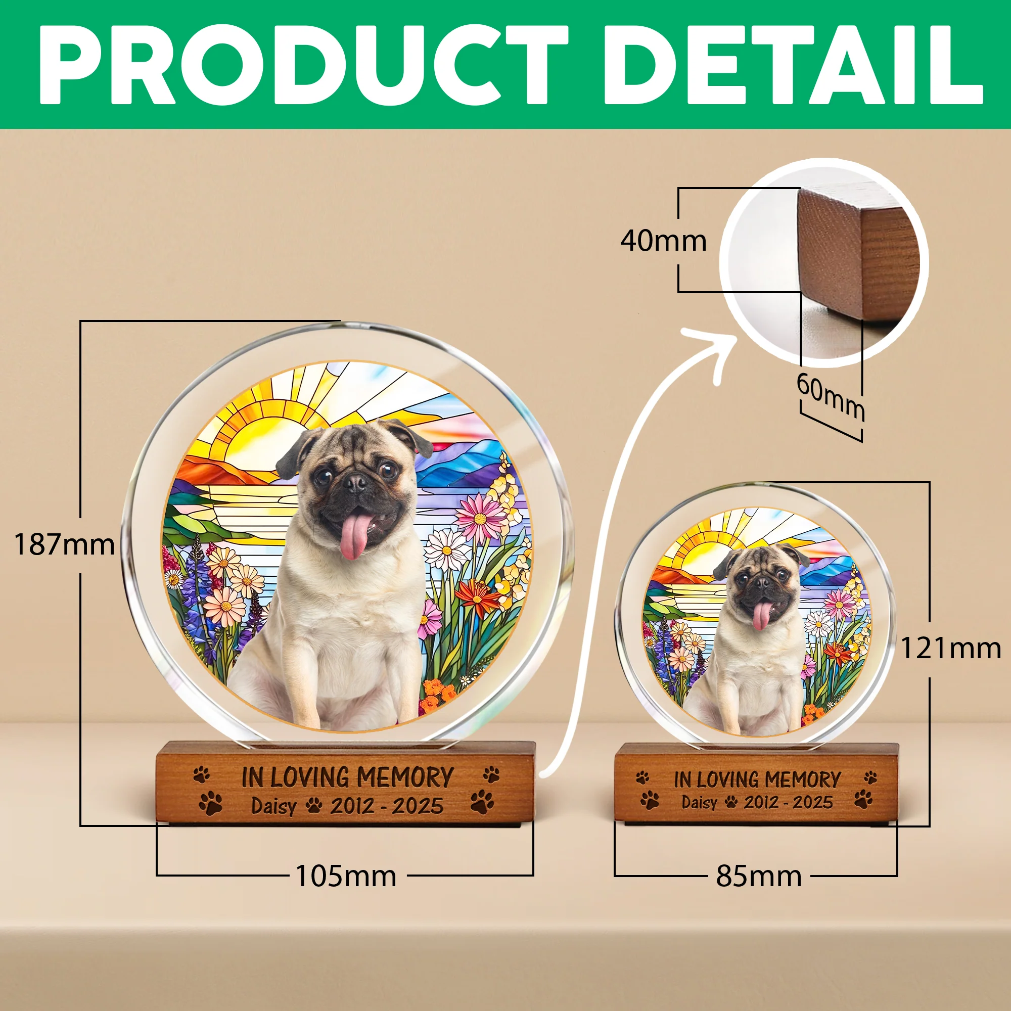 Custom Photo Forever In My Heart Dog Cat Pet Memorial Round Acrylic Frame Block HA75 897014 - Image 6