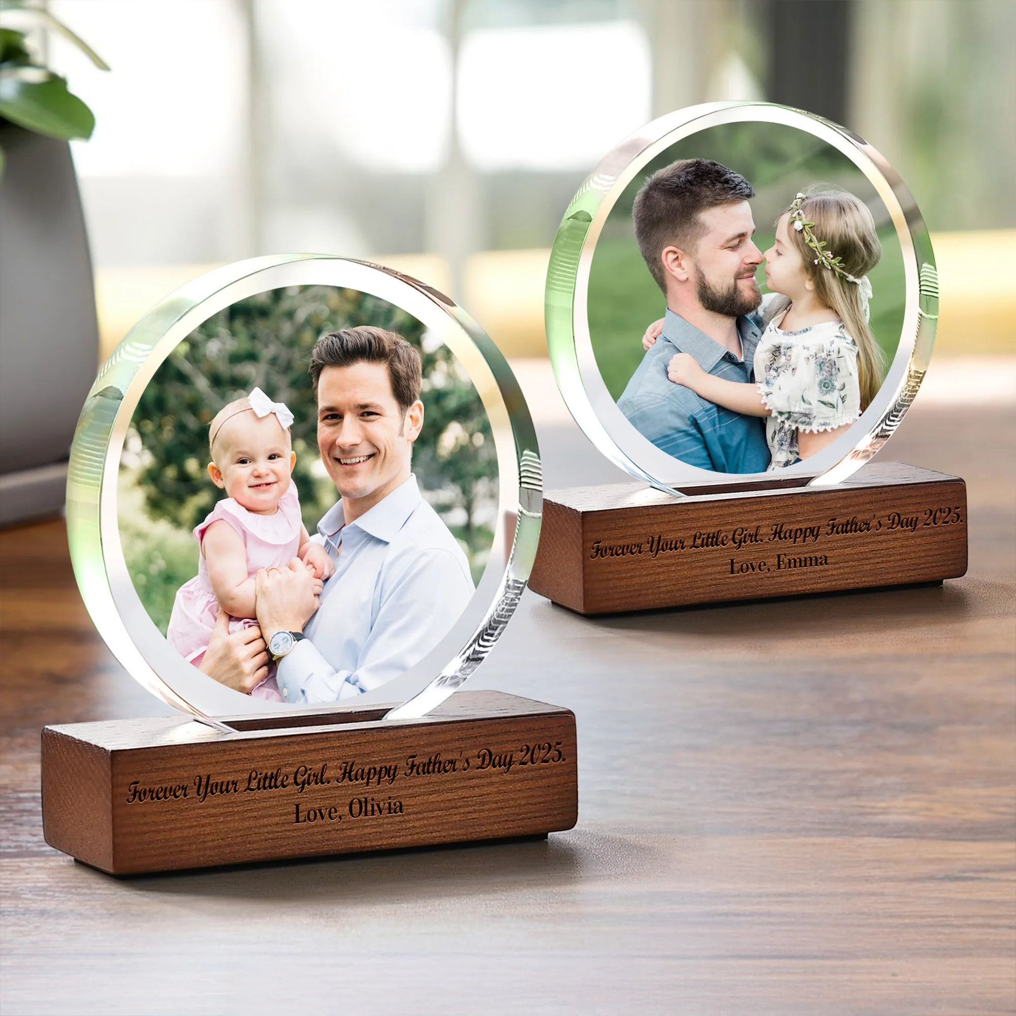 Custom Photo Forever Your Little Girl - Happy Father's Day Round Acrylic Frame Block HA75 892492 - Image 4