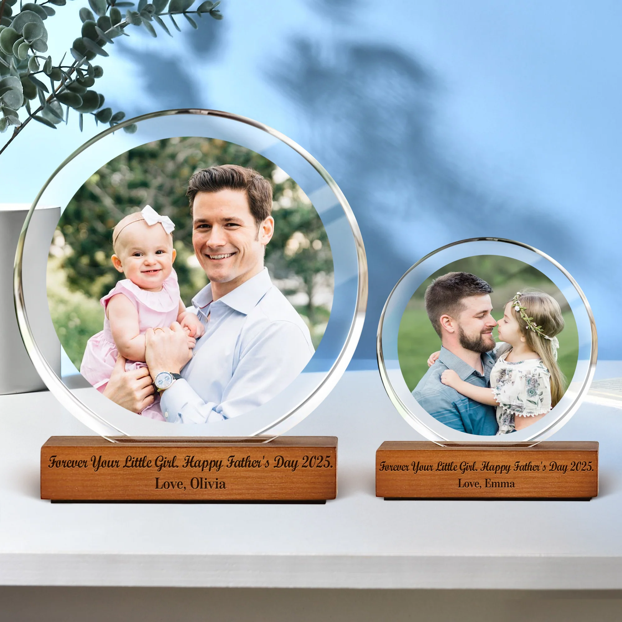 Custom Photo Forever Your Little Girl - Happy Father's Day Round Acrylic Frame Block HA75 892492 - Image 5