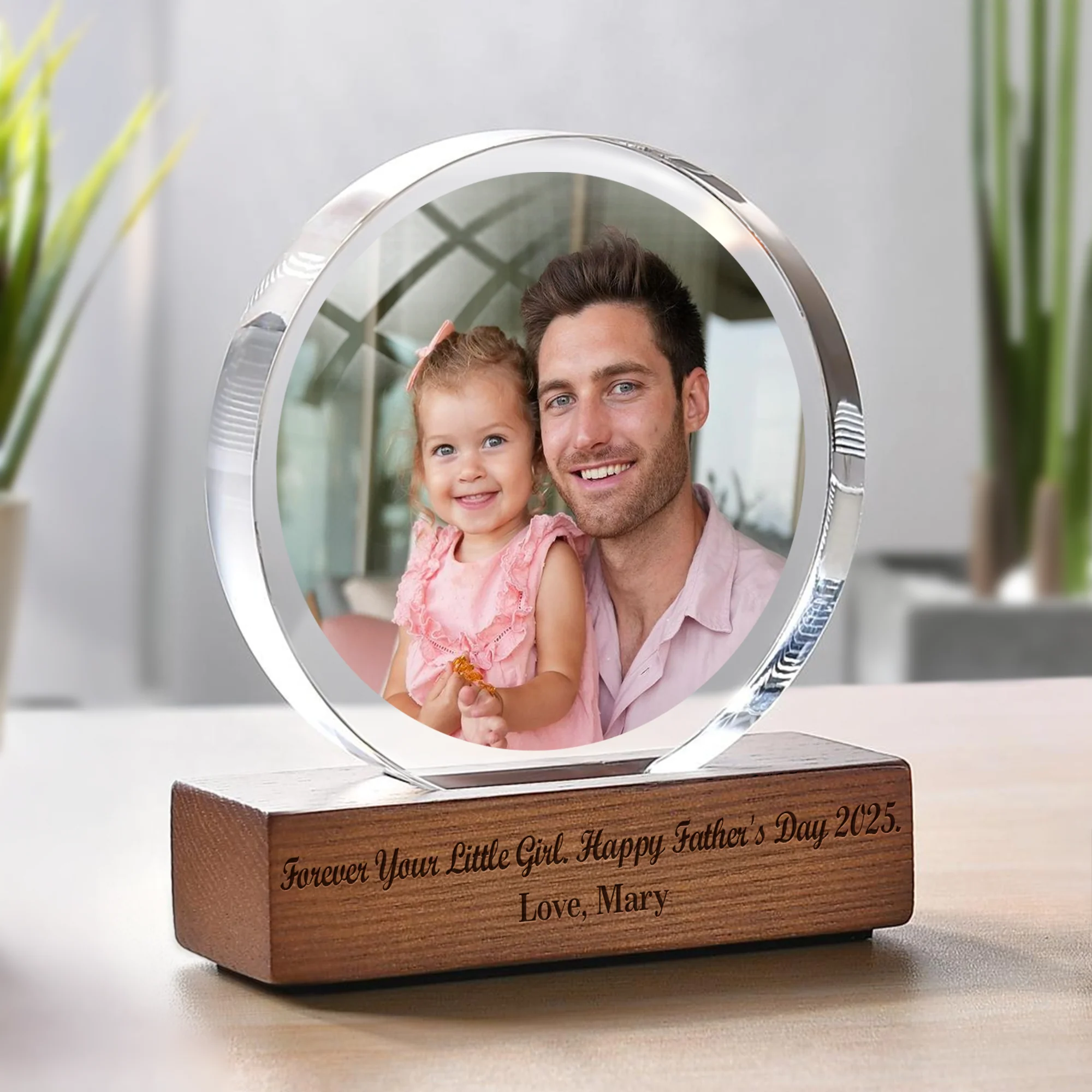 Custom Photo Forever Your Little Girl - Happy Father's Day Round Acrylic Frame Block HA75 892492 - Image 8