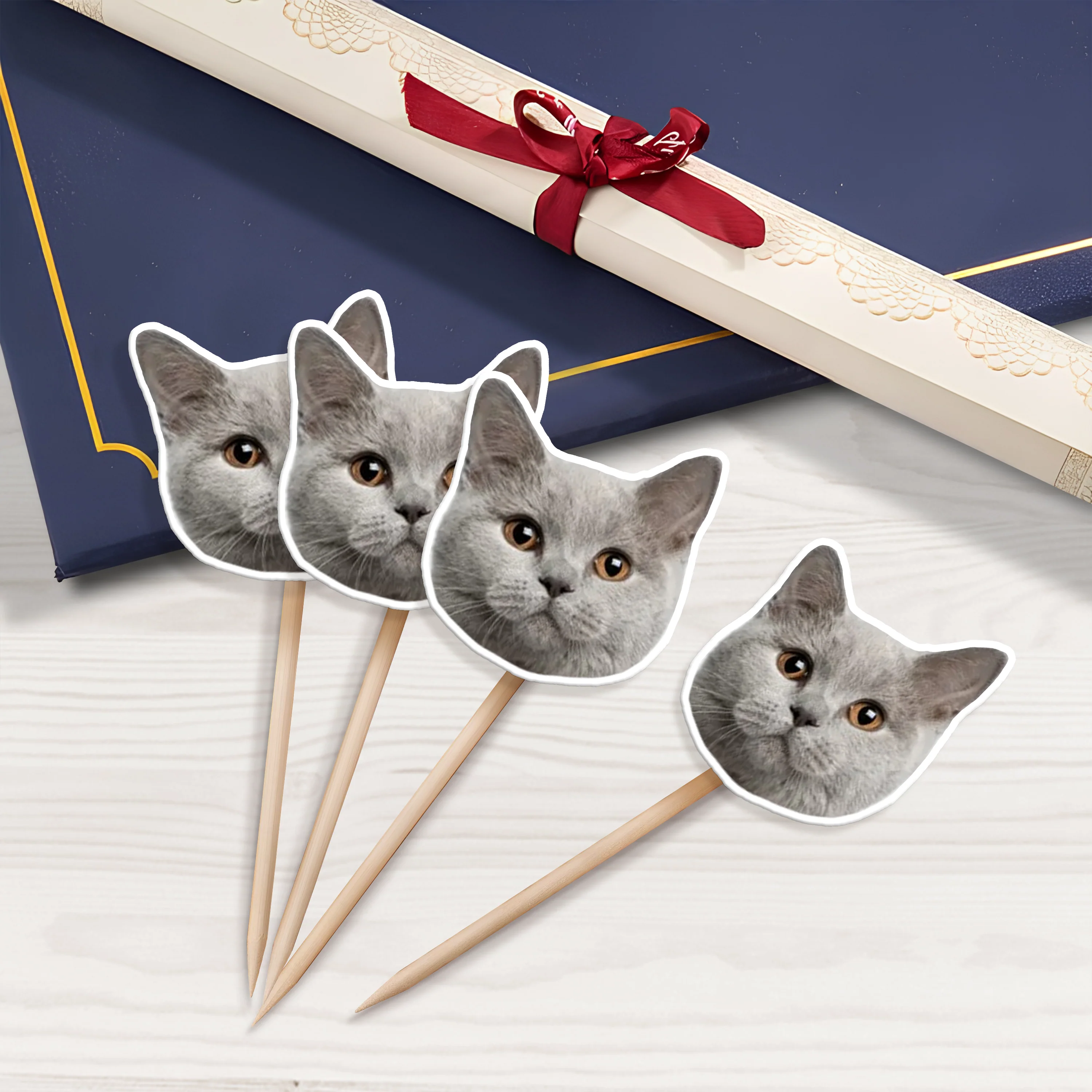 Custom Photo Funny Cat Funny Personalized Decoration Cupcake Toppers HA75 891988 - Image 2