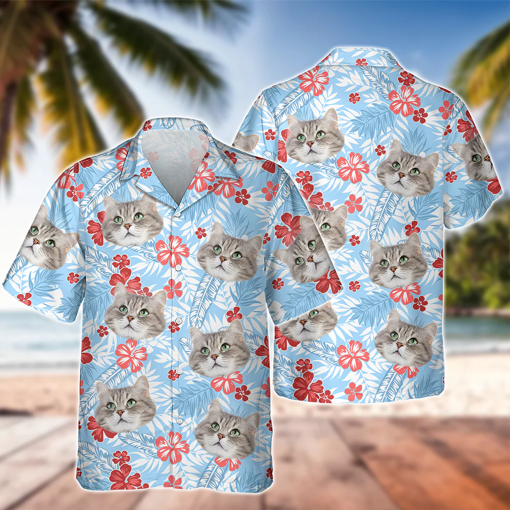 Custom Photo Funny Face Cat Family Hawaii Shirt Summer Gift HA75 892254 - Image 6