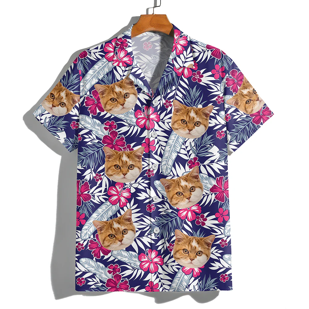 Custom Photo Funny Face Cat Family Hawaii Shirt Summer Gift HA75 892254 - Image 8
