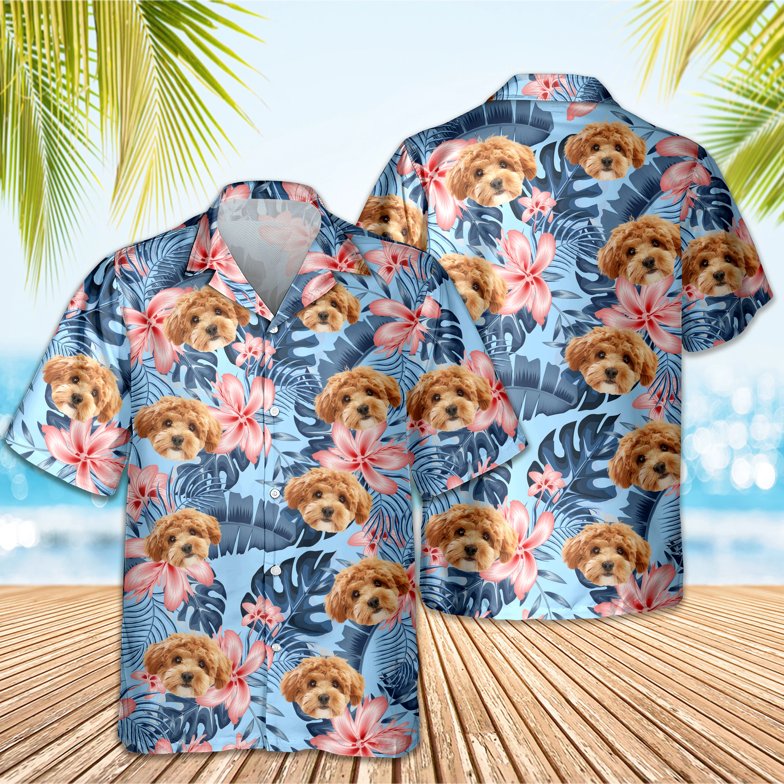 Custom Photo Funny Face Dog Tropical Floral Hawaii Shirt HA75 892260 - Image 8