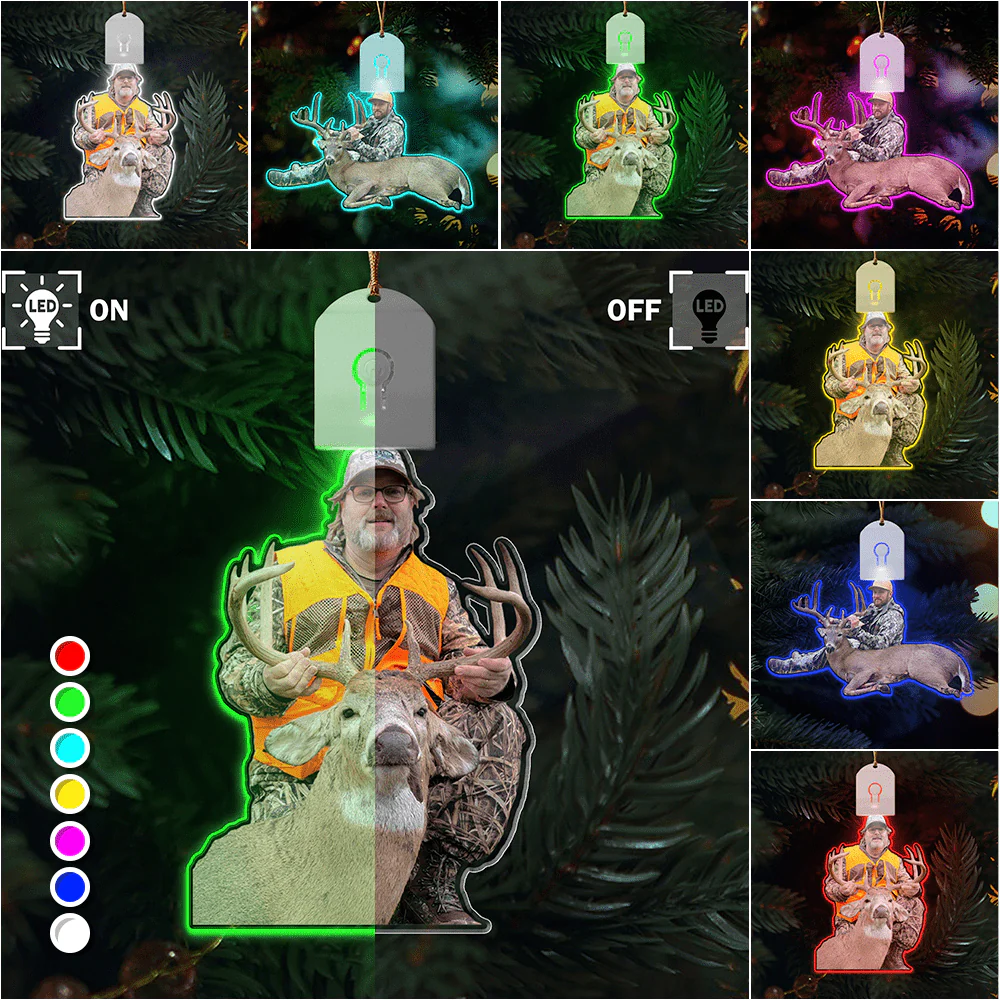 Custom Photo Gift For Hunter Led Acrylic Ornament HA75 891682 - Image 2