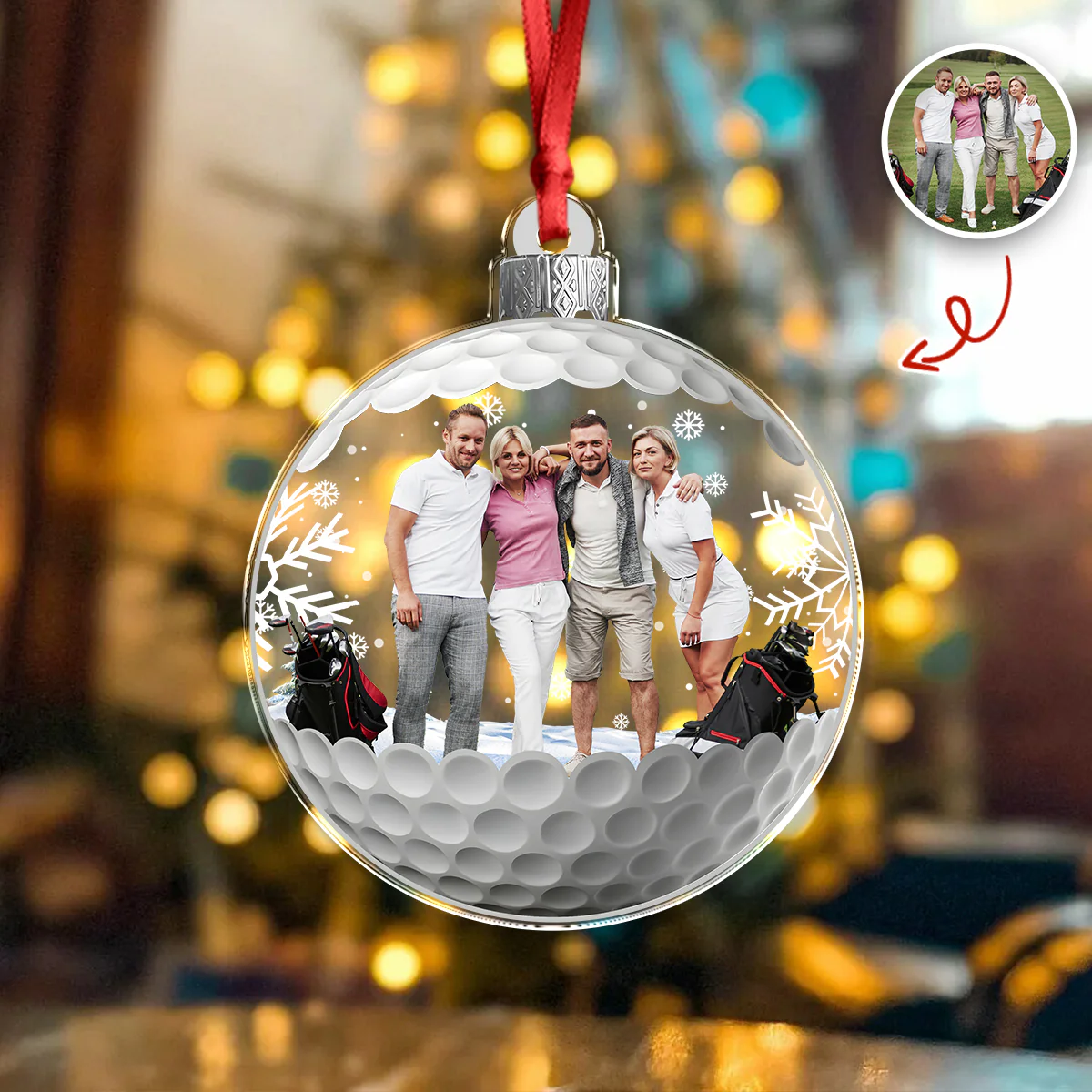 Custom Photo Golf Friends Christmas Acrylic Ornament HA75 897132 - Image 2