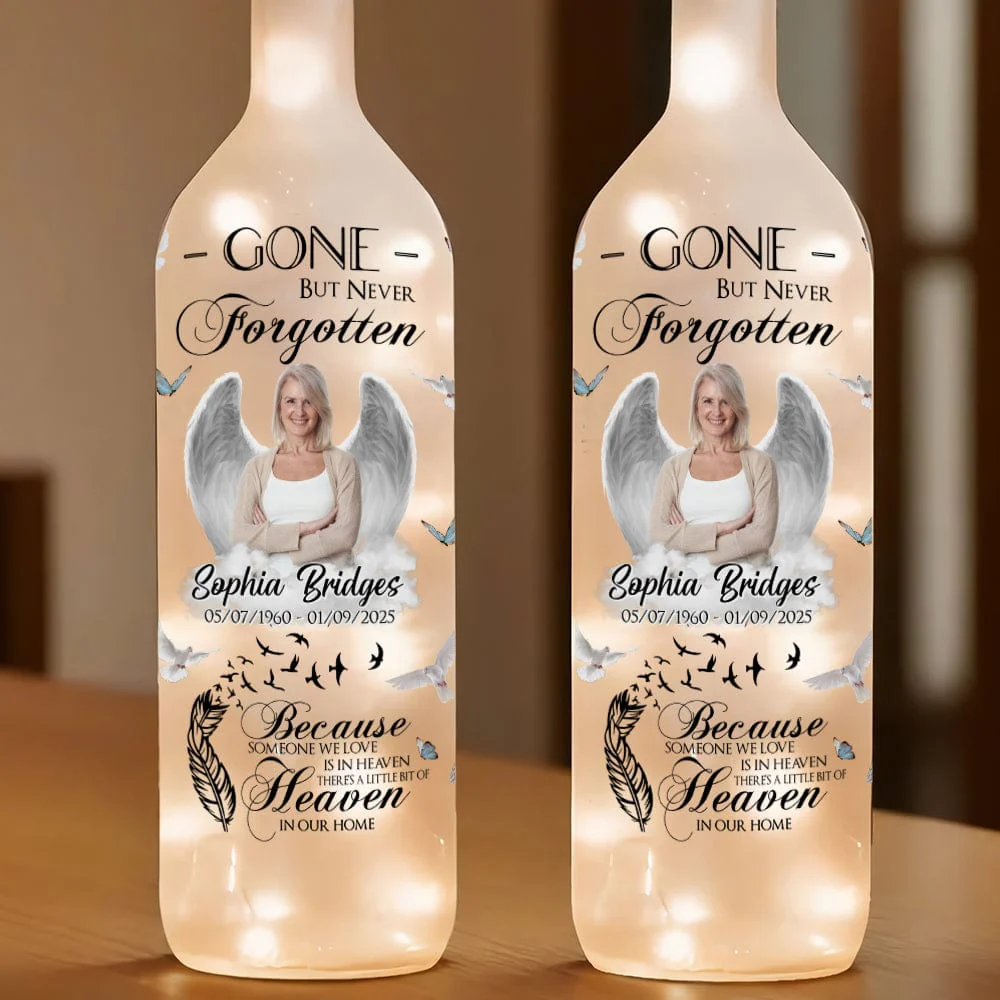 Custom Photo Gone But Never Forgotten Memorial Bottle Lamp HA75 891872 - Image 3