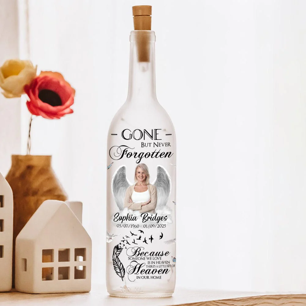 Custom Photo Gone But Never Forgotten Memorial Bottle Lamp HA75 891872 - Image 9