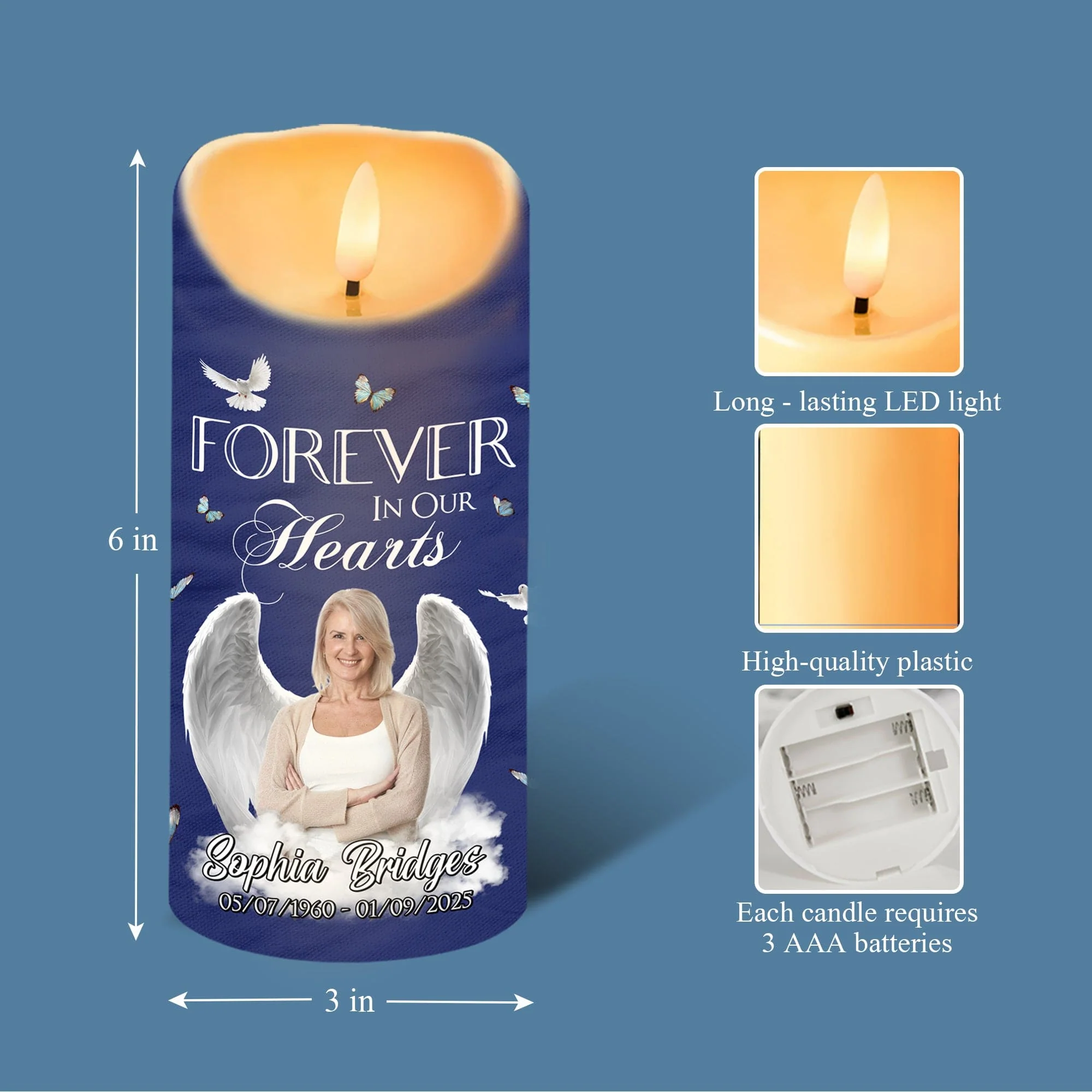 Custom Photo Gone But Never Forgotten Memorial LED Candle HA75 891874 - Image 6