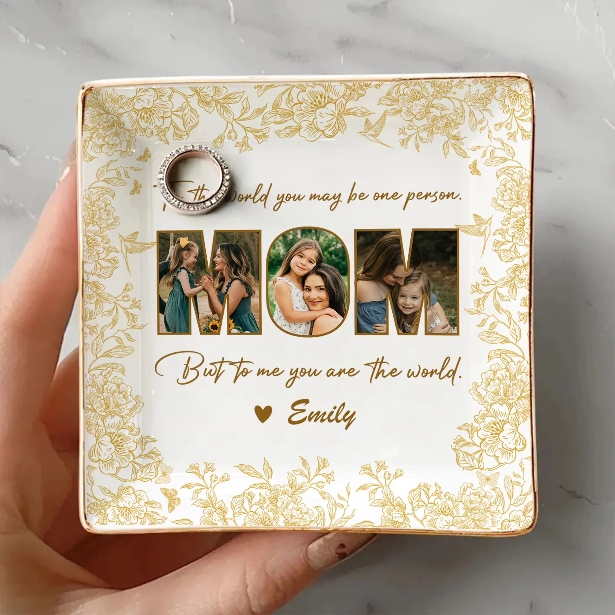 Custom Photo Happy Mother's Day To My World Jewelry Dish HA75 920708 - Image 4