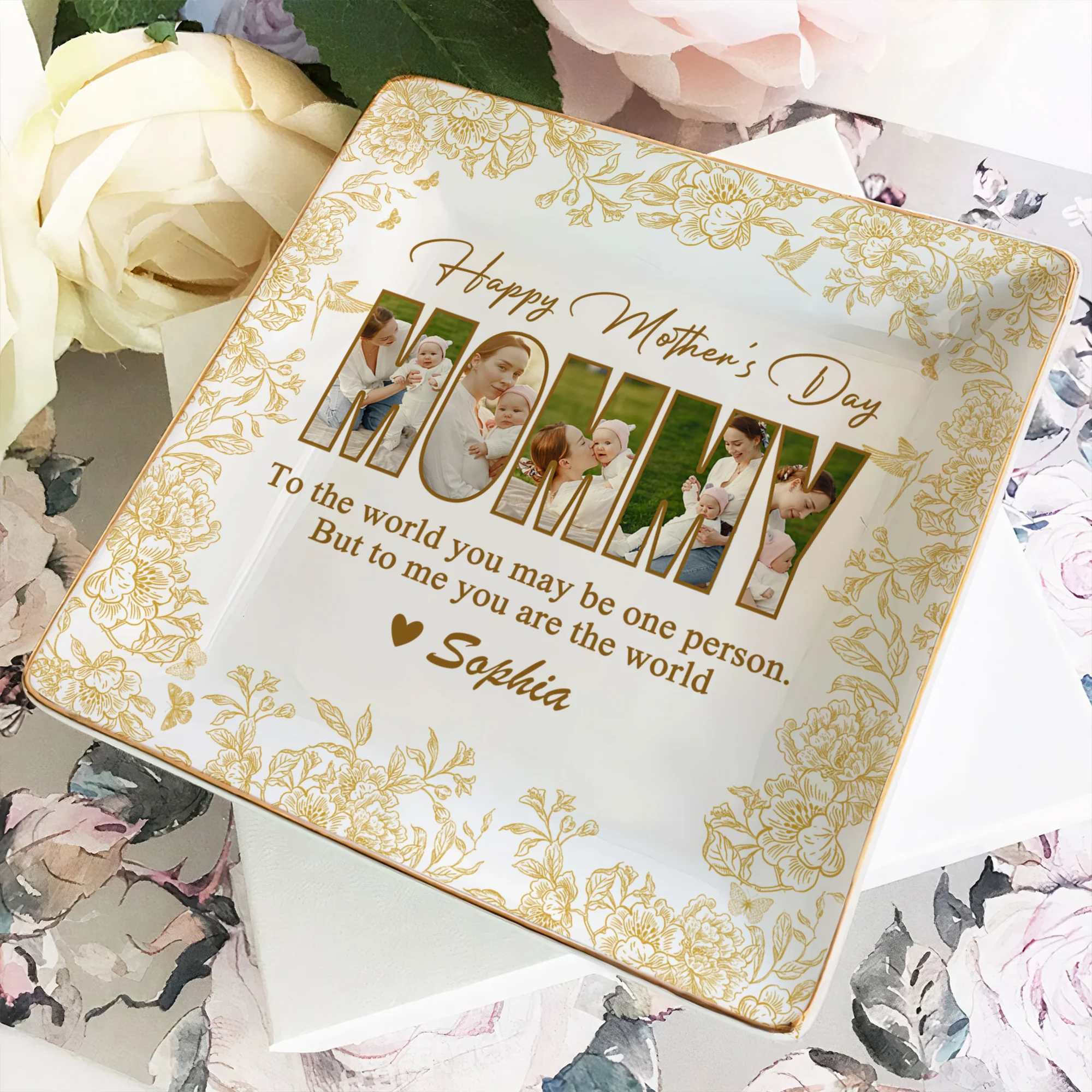 Custom Photo Happy Mother's Day To My World Jewelry Dish HA75 920708 - Image 5