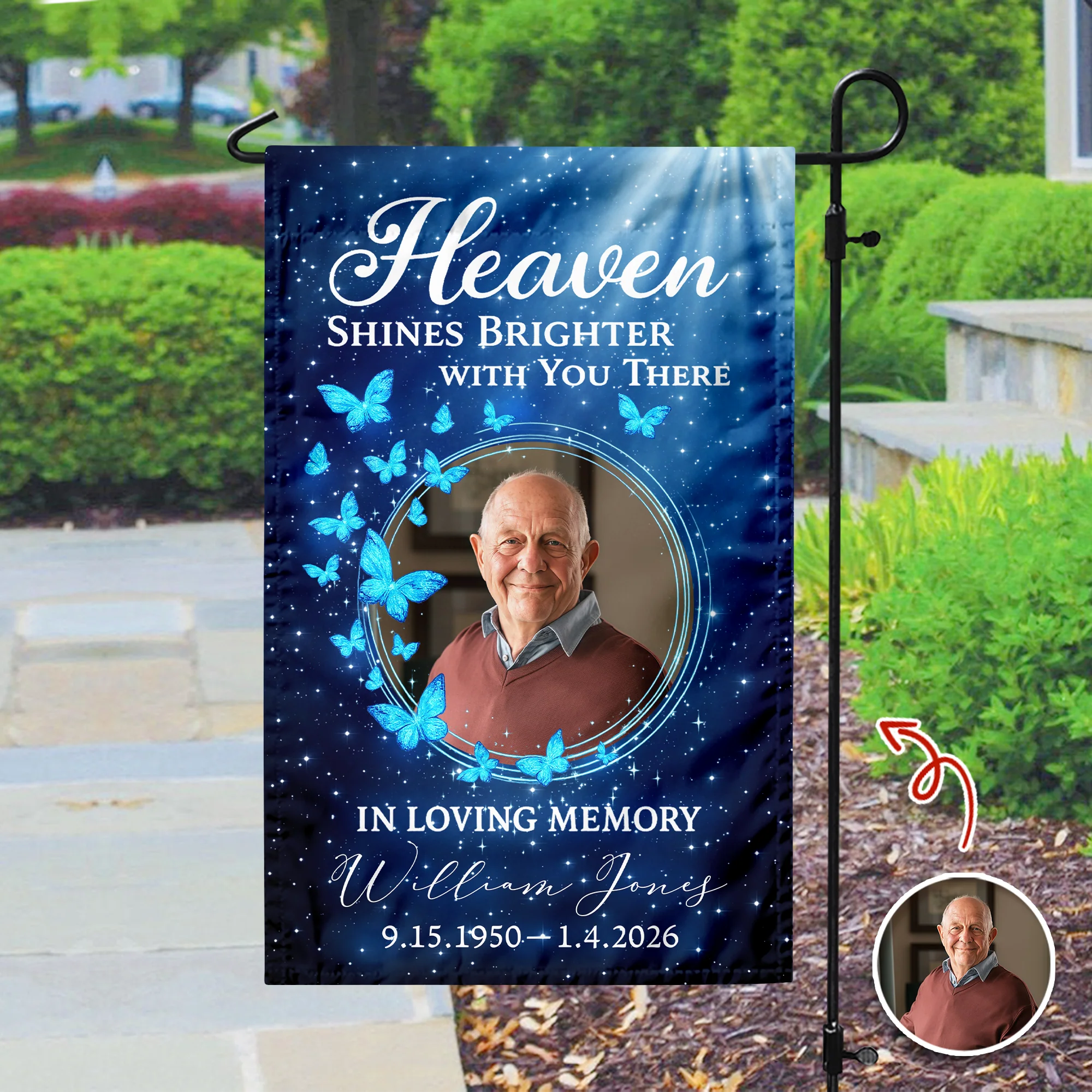 Custom Photo Heaven Shines Brighter With You There Personalized Memorial Garden Flag HA75 898898 - Image 4