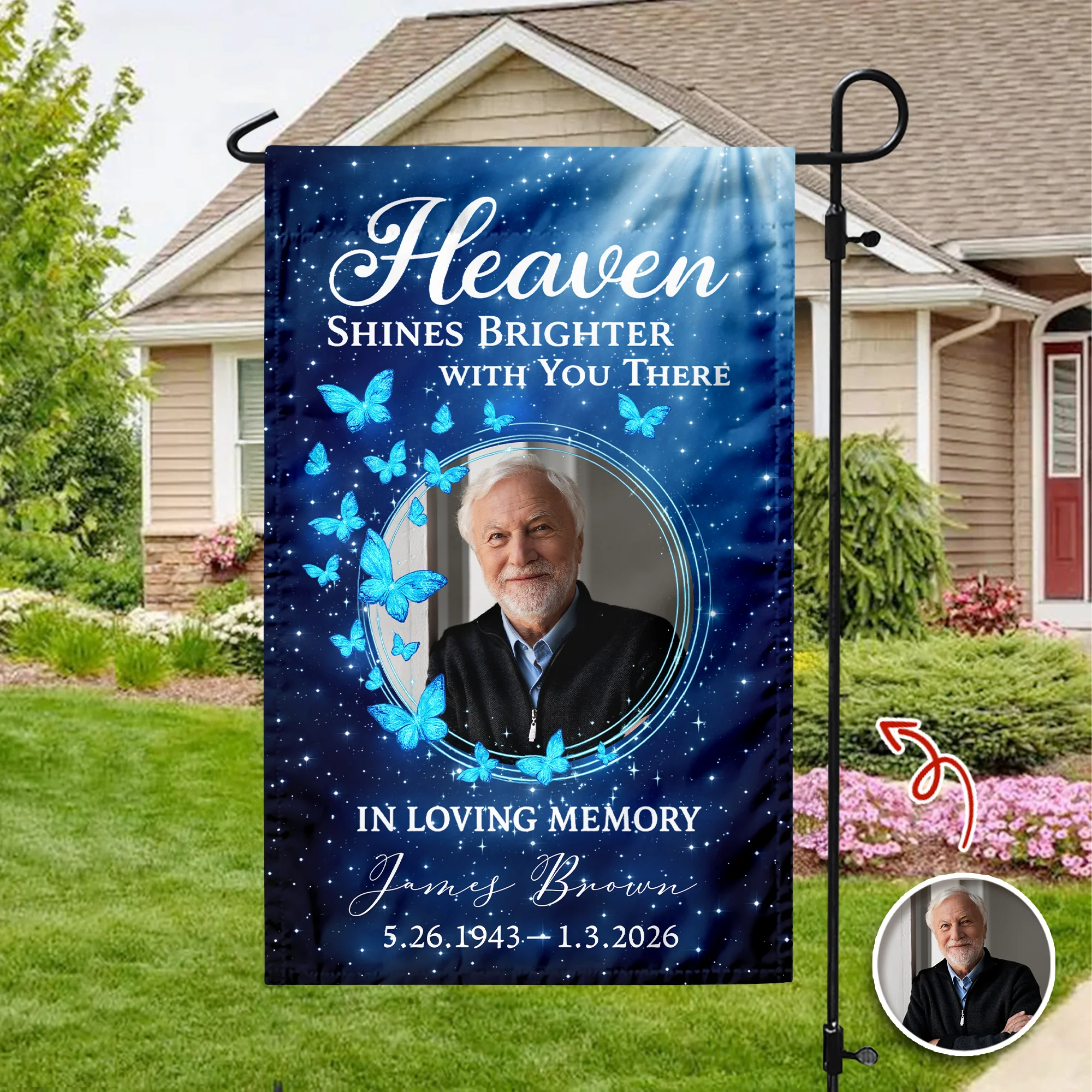 Custom Photo Heaven Shines Brighter With You There Personalized Memorial Garden Flag HA75 898898 - Image 5
